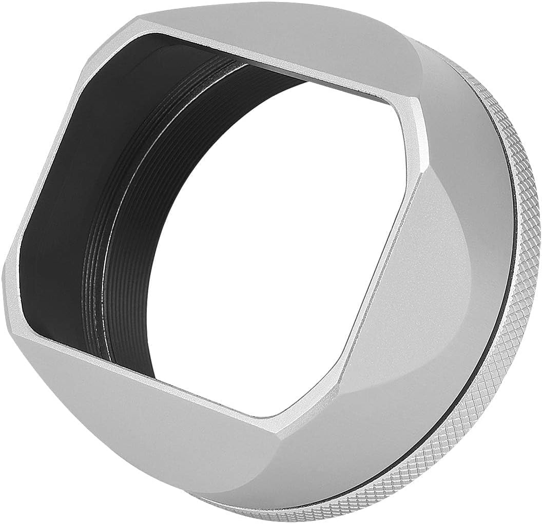 Haoge LH-X54W Square Metal Lens Hood Shade with 49Mm Adapter Ring for Fujifilm X100VI Fuji X-100VI Camera Silver - Black image number 4
