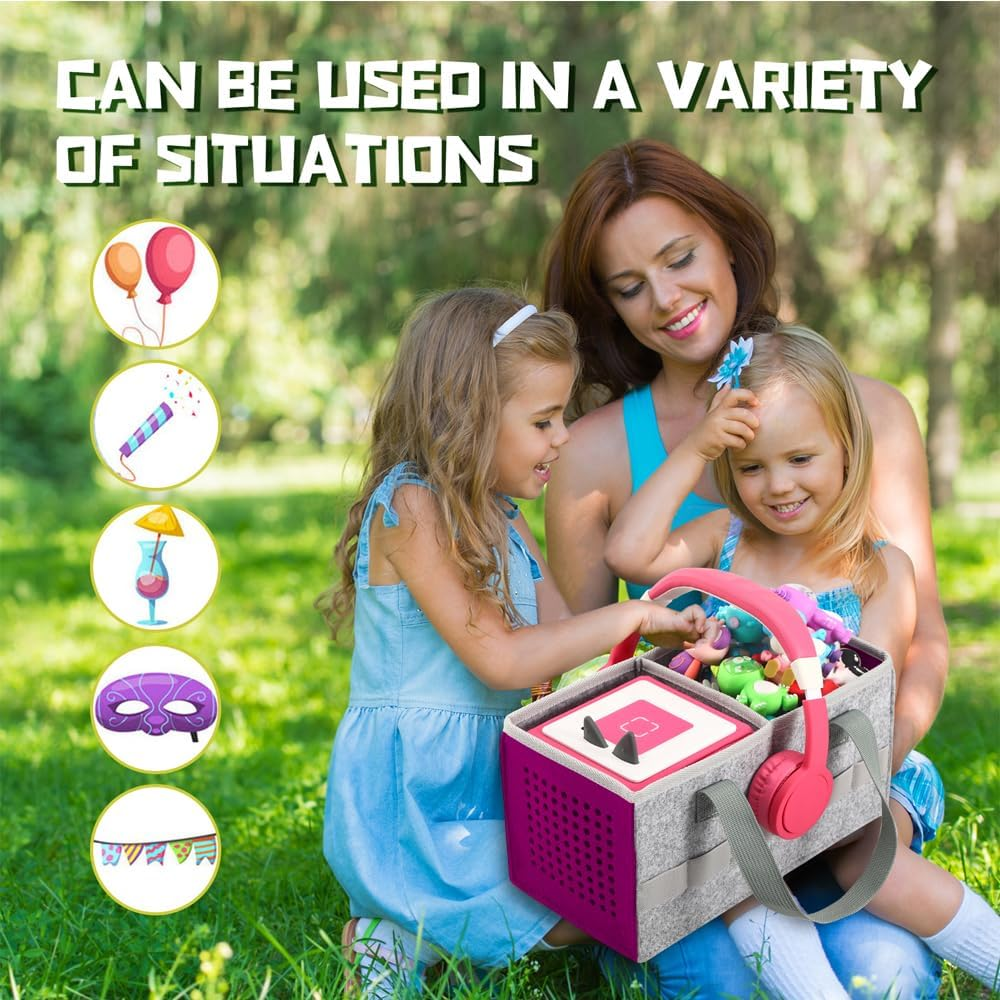 Carrying Case for Toniebox Starter Set and Tonies Figurines, Travel Felt Cloth Musical Toy Folding Bag for Toniebox Accessories (Purple) image number 5