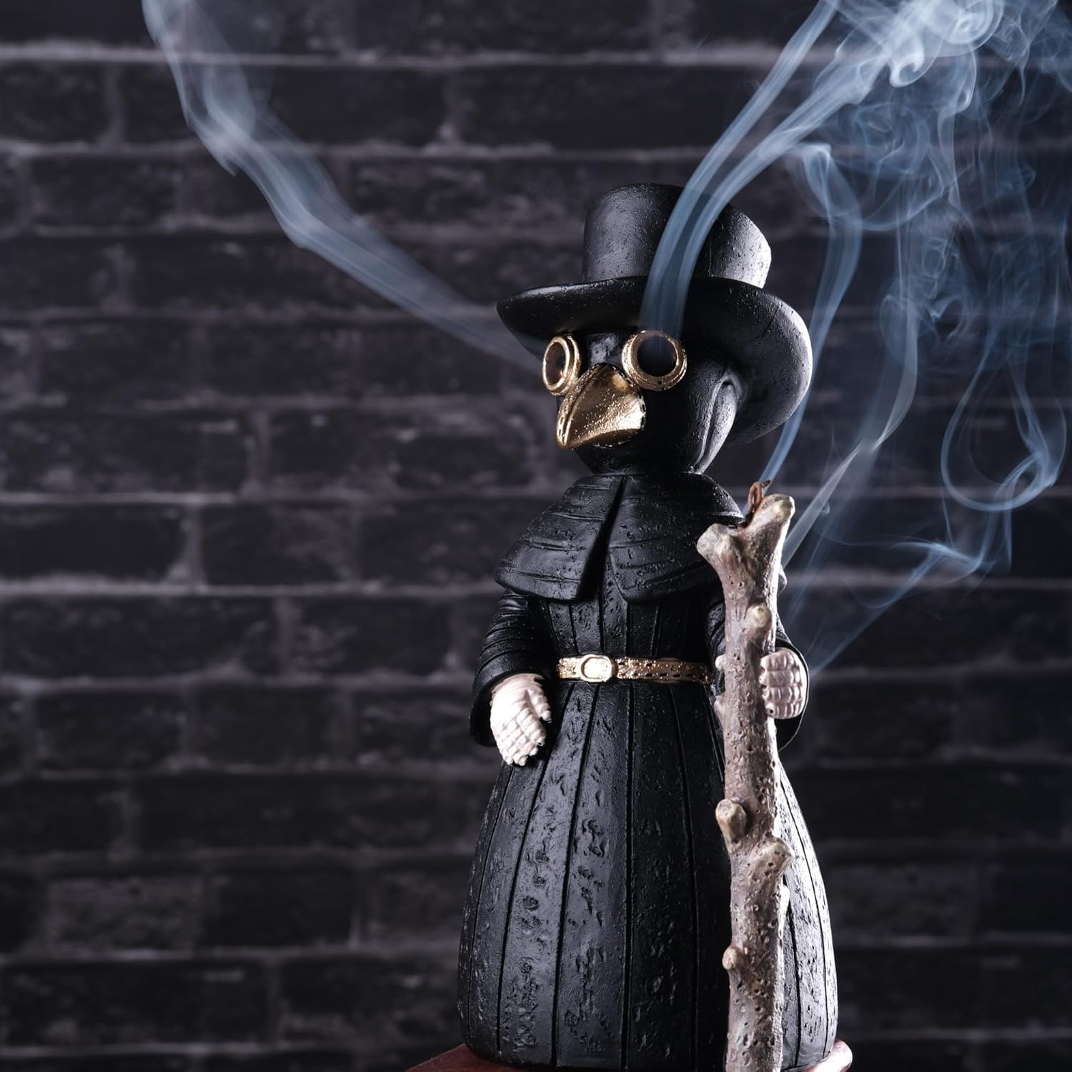 2024 Upgrade Plague Doctor Incense Holder, Plague Doctor Cone Burner Eyes Will Smoke, Handmade Craftfor Desktop Resin Ornament for Home Decoration, Effective Stress & Anxiety Relief. (Large Doctor)