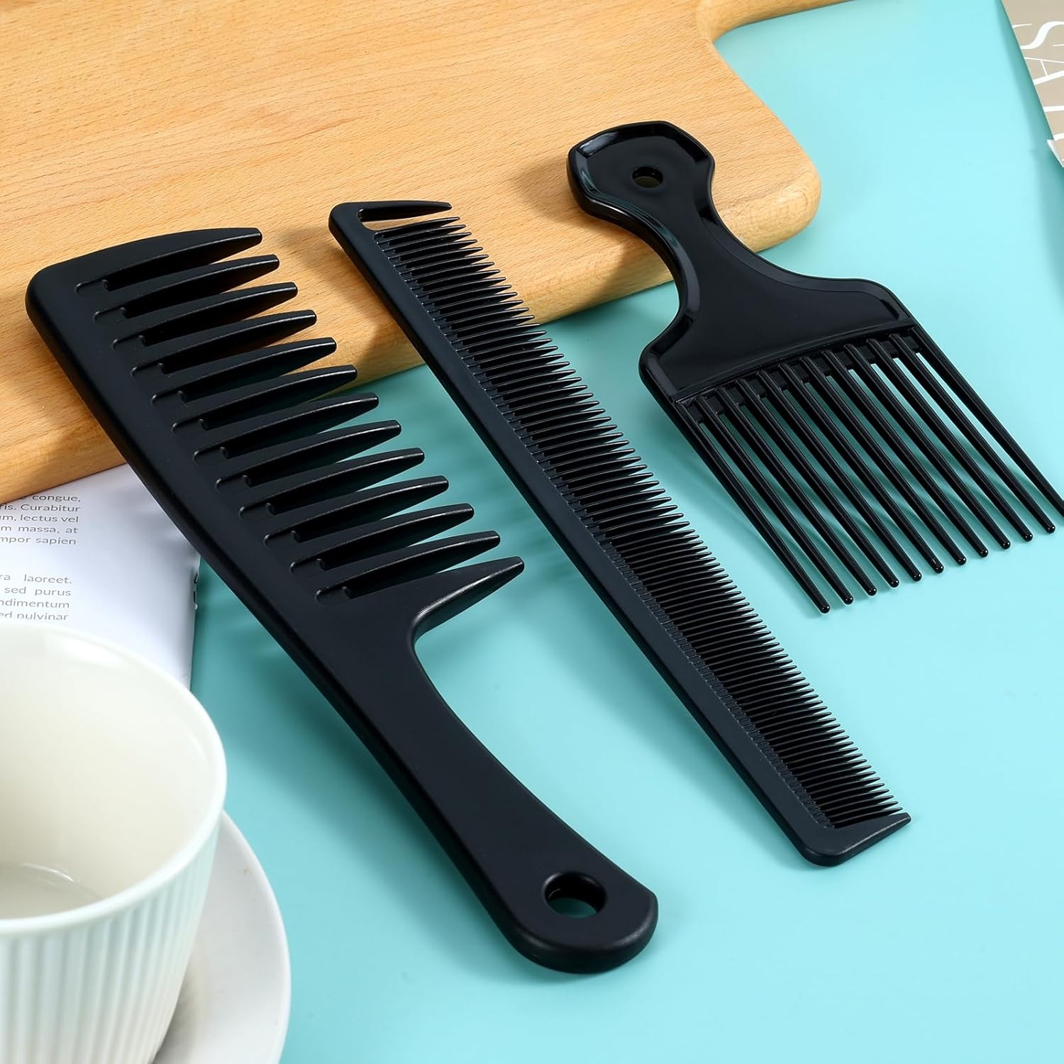 3PCS Wide Tooth Comb Afro Comb for Men Afro Hair Pick Men&rsquo;S Combs for Hair Detangling Comb for Curly Hair Carbon Fiber, 3 Piece image number 2