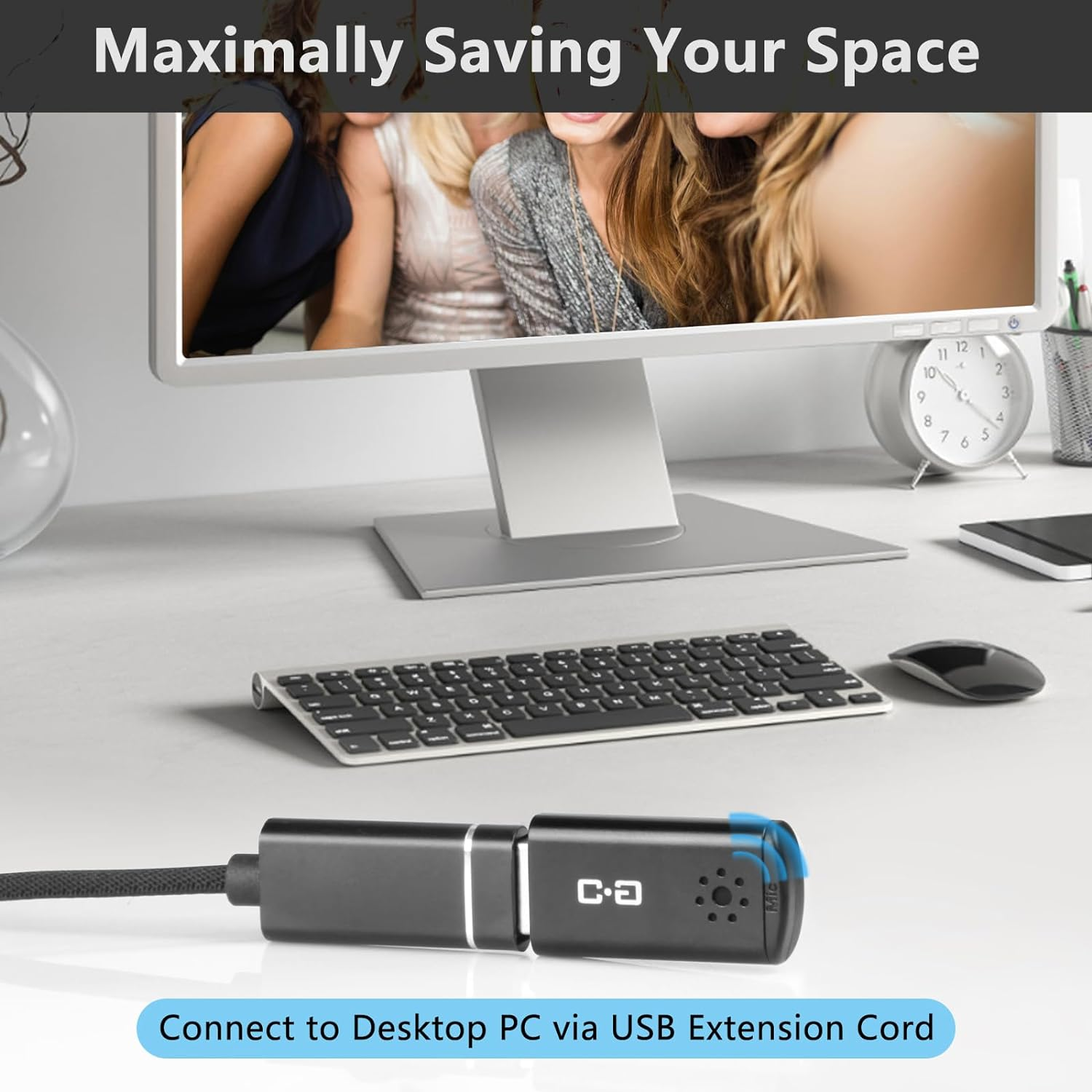 USB Microphone for Laptop and Desktop Computer, High Sensitivity for Clear Call, Plug-And-Play, High Gain, Cordless Mini-Sized Portable, Ideal for Work & Study