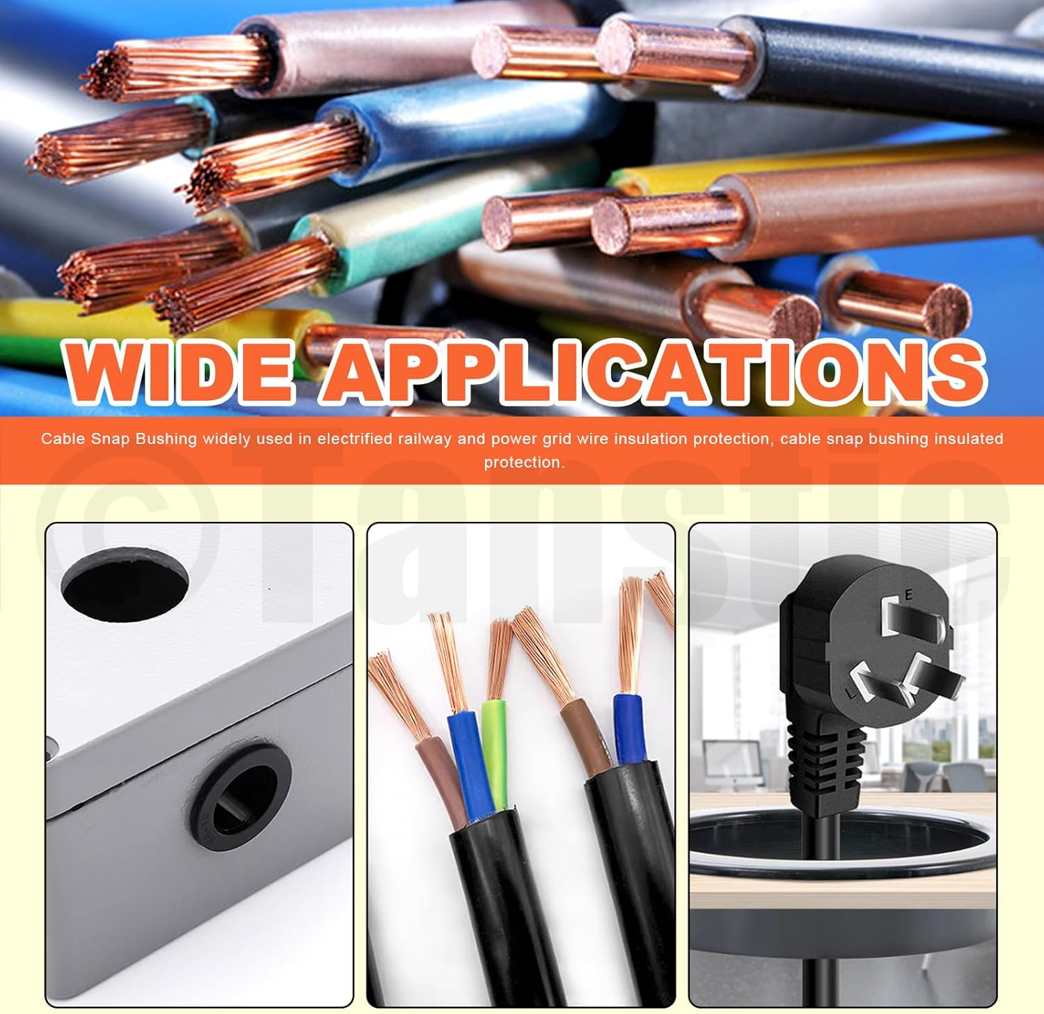 Tanstic 73Pcs 4 Sizes Cable Snap Bushing Grommets Kit, Black Nylon Snap in Cable Hose Bushing Grommet Protector, round Cable Snap Bushing Hole Plugs Locking Bushing- 1&rdquo;, 1-1/2&rdquo;, 1-3/4&rdquo;, 2&rdquo; image number 3