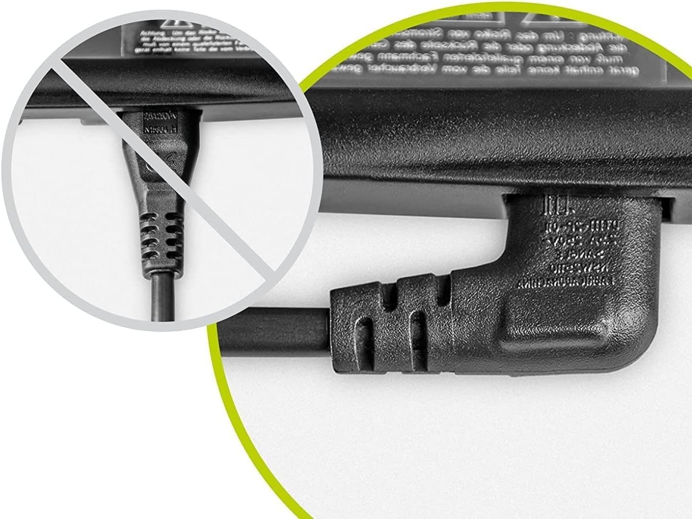 3M Longer Samsung TV Power Supply Cord Replacement for Samsung TV 24" 32" 40" 43" 48" 49" 50" 55" 60" 65" 75", UN40 UN43 UN48 Charger Cable, 90 Degree Angled 18AWG 2-Prong to L-Shaped C7 Power Cord image number 3