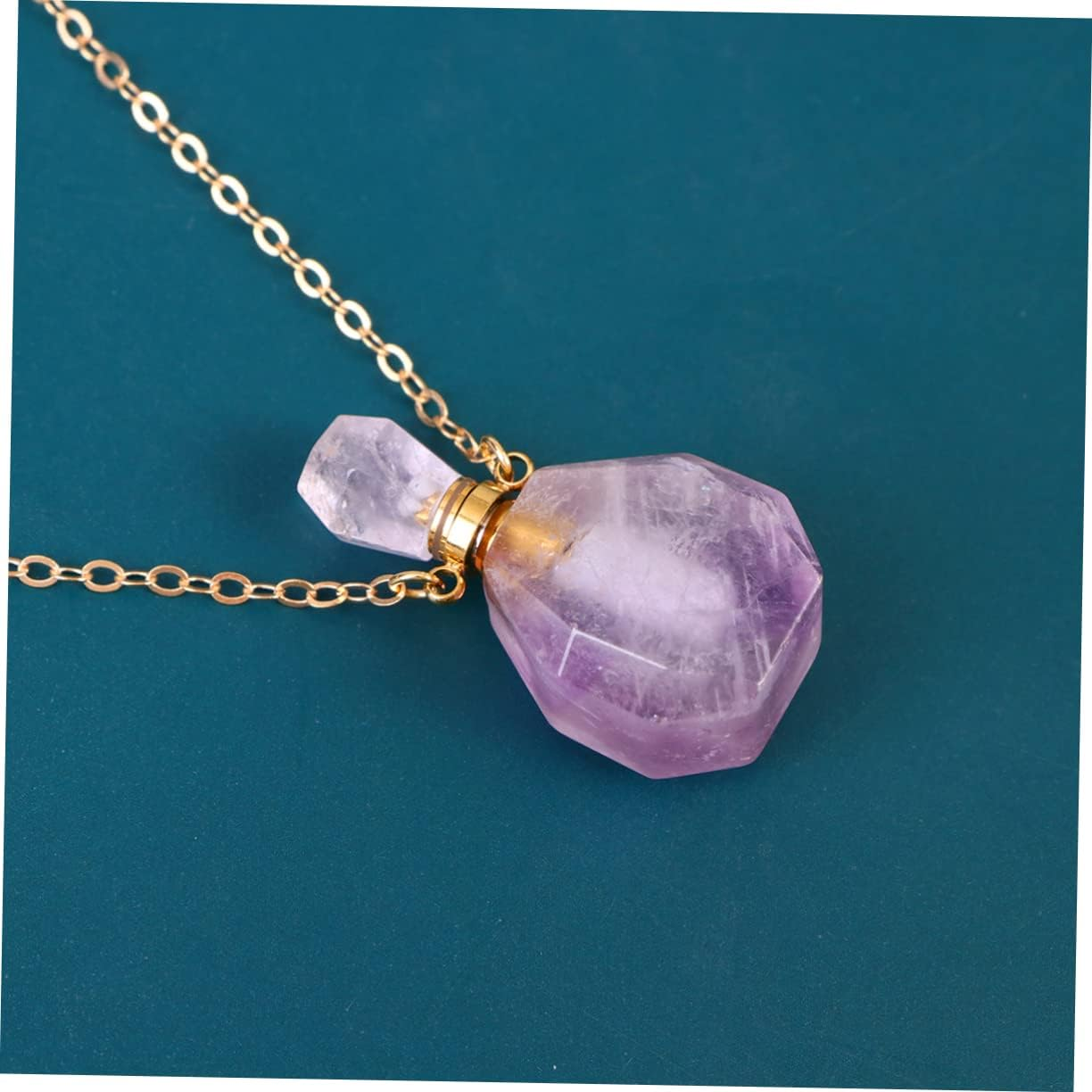 Fluorite Perfume Atomizer Bottle Pendant Travel Bottle Refillable Perfume Container Crystal Decor Necklace Jewelry - Green image number 2