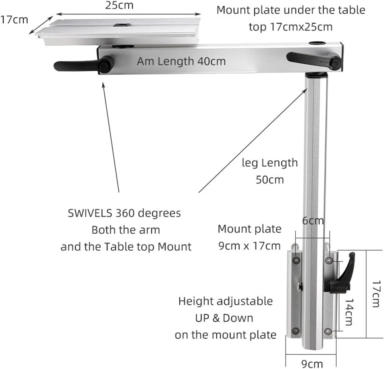 RV Table Leg,Rotatable Folding Height Adjustable Table Leg RV Accessories for Camper Van Camping,Caravan Yacht Workroom,Black image number 2