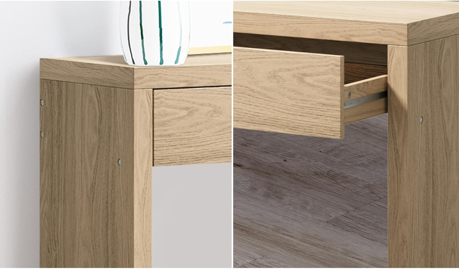 Oikiture Console Table with Storage Drawer Hallway Table- Wood image number 5