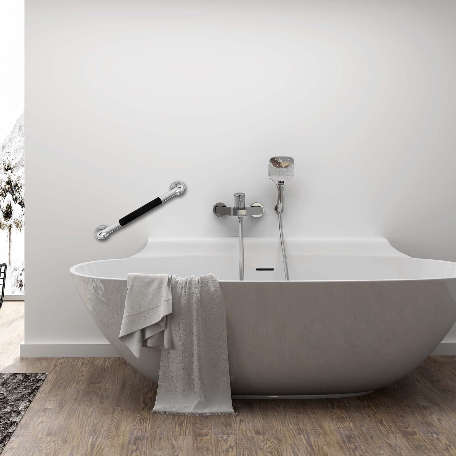 Sunzone 2 PCS Shower Grab Bar,20-Inch Stainless Steel Bathroom Shower Handle,Grab Bars for Bathroom,Safety Hand Rail Support,Assist Bath Handle for Elderly,Handicap,Senior image number 4