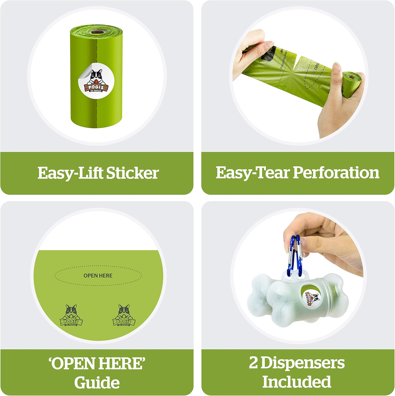 Pogi&rsquo;S Dog Poo Bags &ndash; 750 Unscented Bags (50 Rolls) with 2 Dispensers &ndash; Biodegradable, Leak-Proof, Extra Strong image number 4