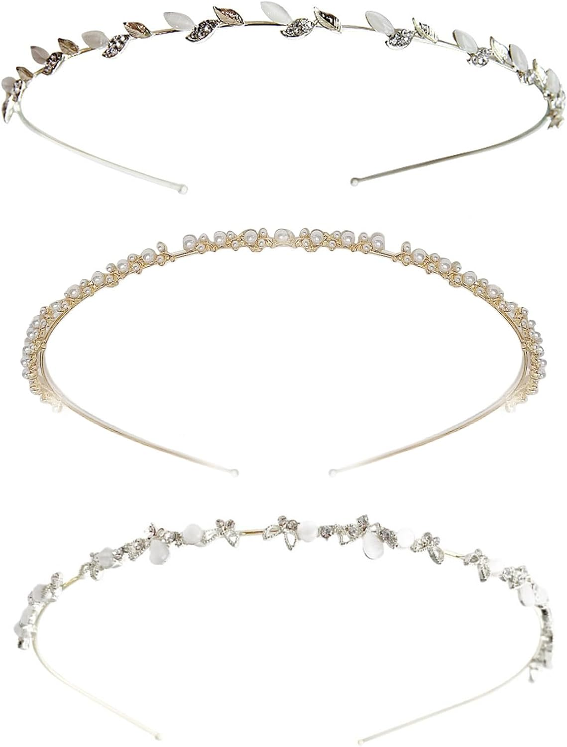 Kytpyi Rhinestone Headband, Bridal Hair Accessories, 3PCS Headband for Short Hair Long Hair, Women Girls Bridesmaid Bride Simple Elegant Tiara for Wedding Party Birthday Celebration Etc