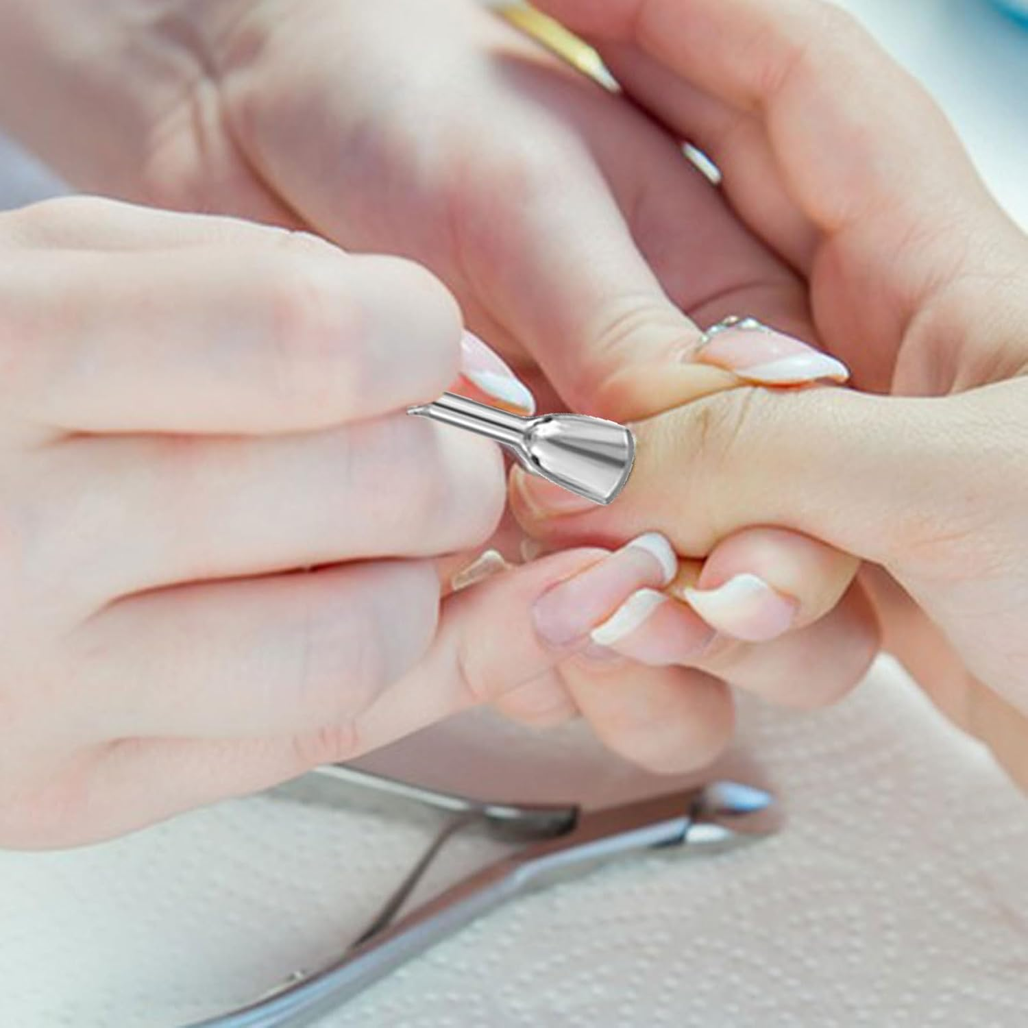 Cuticle Grooming Kit - Nail Pusher Remover, Double Ended Steel Tool | Rust Resistant Metal Finish, Textured Grip Handle, Compact Travel Size with Curved Blade for Fingernail Toenail Manicure Pedicure image number 3