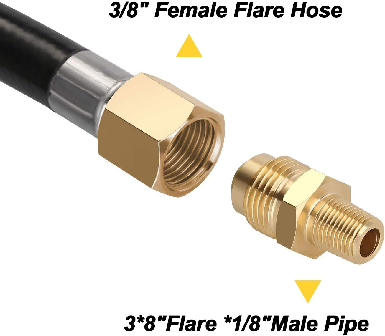 WADEO 20 FT Propane Hose Assembly with Both 3/8 Inch Female Flare for Gas Grill, RV, Fire Pit, Heater, Etc, Included a Pipe Fitting 3/8 Inch Flare X 1/8 Inch MNPT image number 2