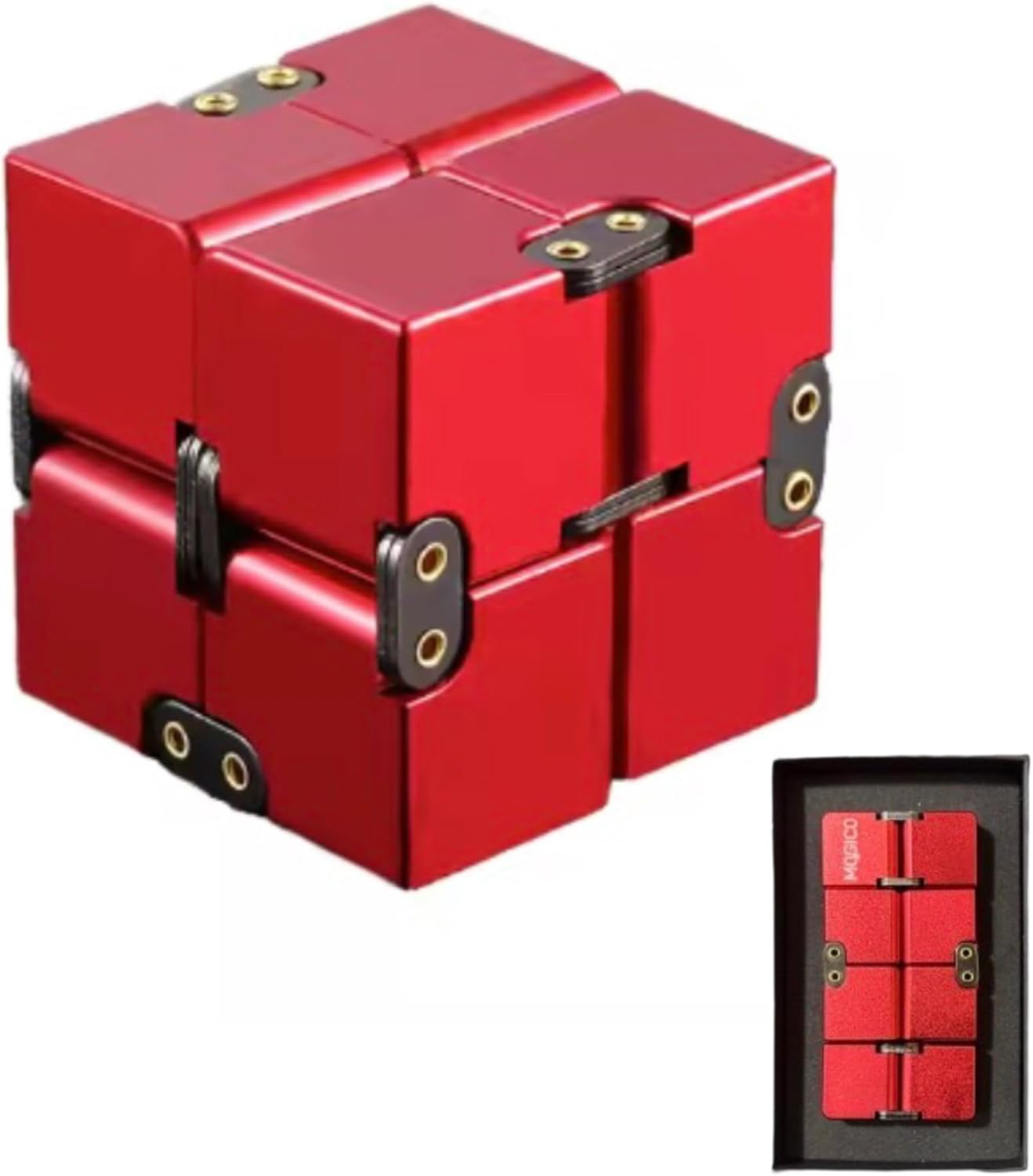Mogico Premium Aluminium Infinity Cube, Metal Fidget Toy for Stress Relief and Focus (Black) - Pink image number 6