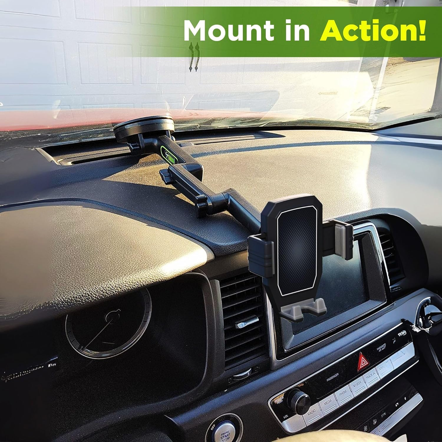 Phone Mount for Truck Phone Holder for Truck - Heavy Duty Super Suction Cup, Mobile Device Holder for Dashboard Window 16.9 Inch Long Arm & Stable, Iphone & Samsung Compatible, Big Rig Trucker, Gray