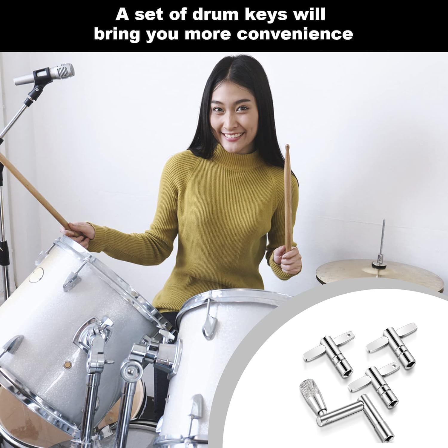 YKHNIS Drum Keys, 4-Pack Drum Tuning Key with Continuous Standard Motion Speed Key,Metal Drum Keys Tuner, Drum Set Hardware Key Tool image number 1