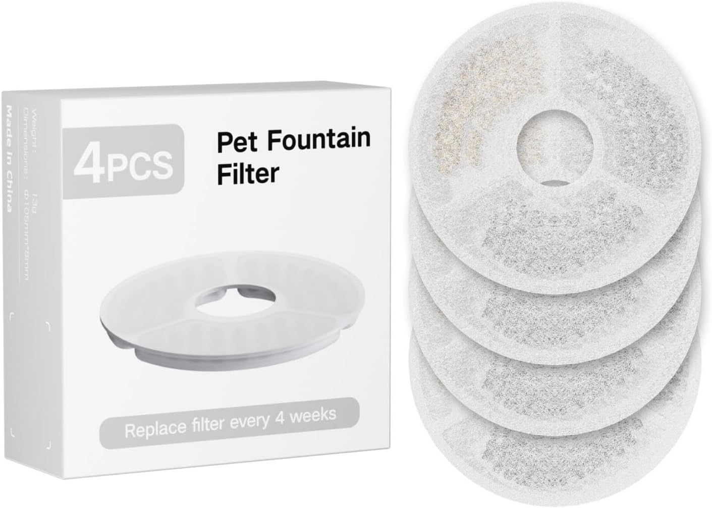 Cat Fountain 3 Litre Drinking Fountain for Dogs Water Cat Filter Cat Fountain Steel Cat Fountain Cat Fountain Cat Fountain (Filter, 4 Filters)