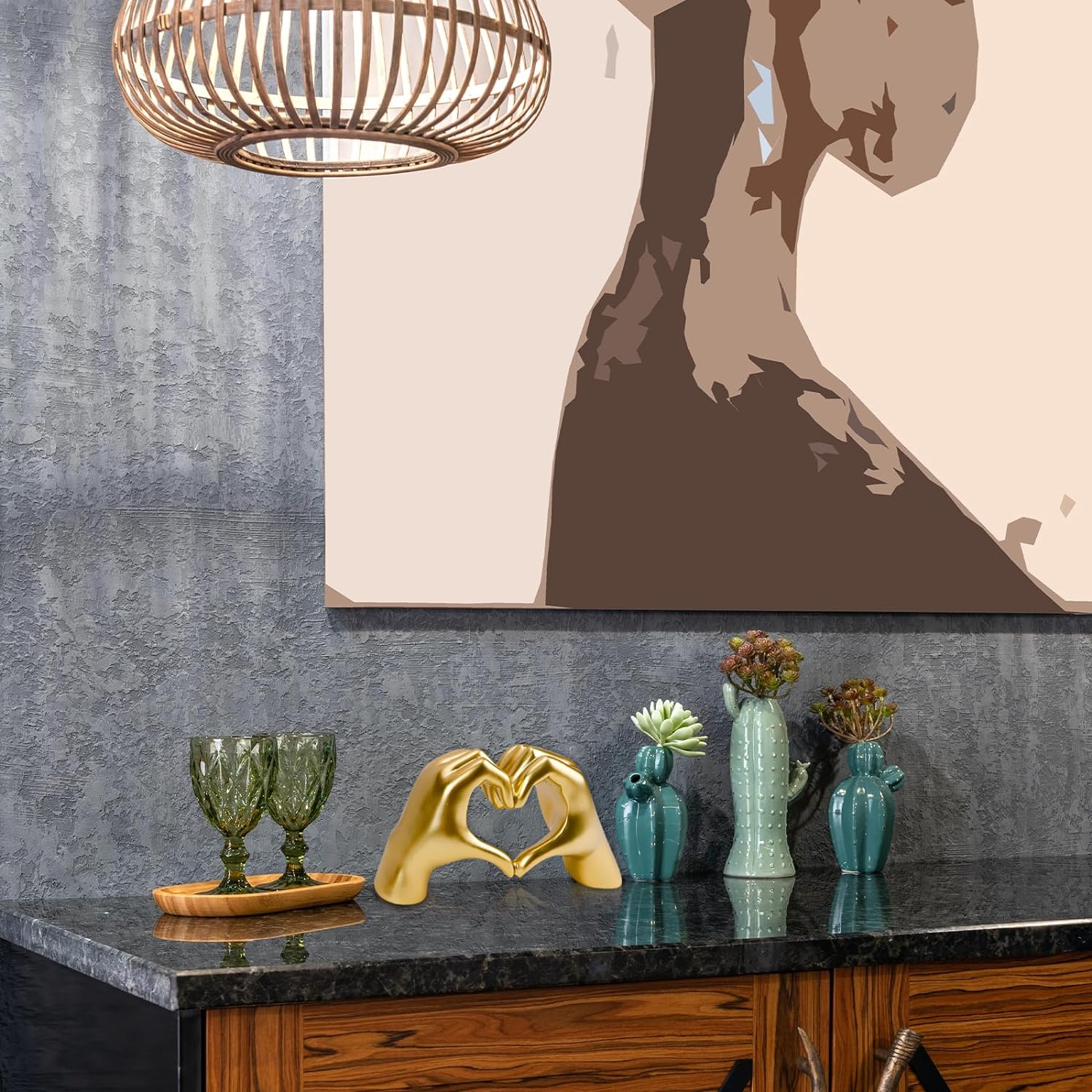 Modern Gesture Statue Home Living Room Decor, Resin Gold Love Finger Art Sculpture Decorative Ornament for Coffee Dining Table Centerpiece Wedding Home Desk Decor image number 2