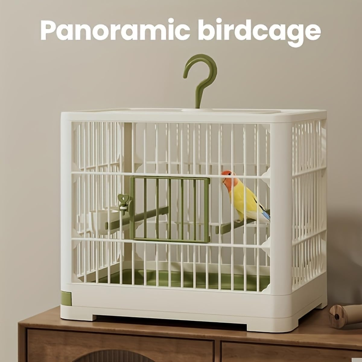 AIMALL Portable Bird Cage 11.81"X9.05"X10.23" ABS Parrot Carrier Cage with Feeder Perch Tray Lockable Door for Small Birds Parakeets Cockatiels Pigeons Travel Use image number 1