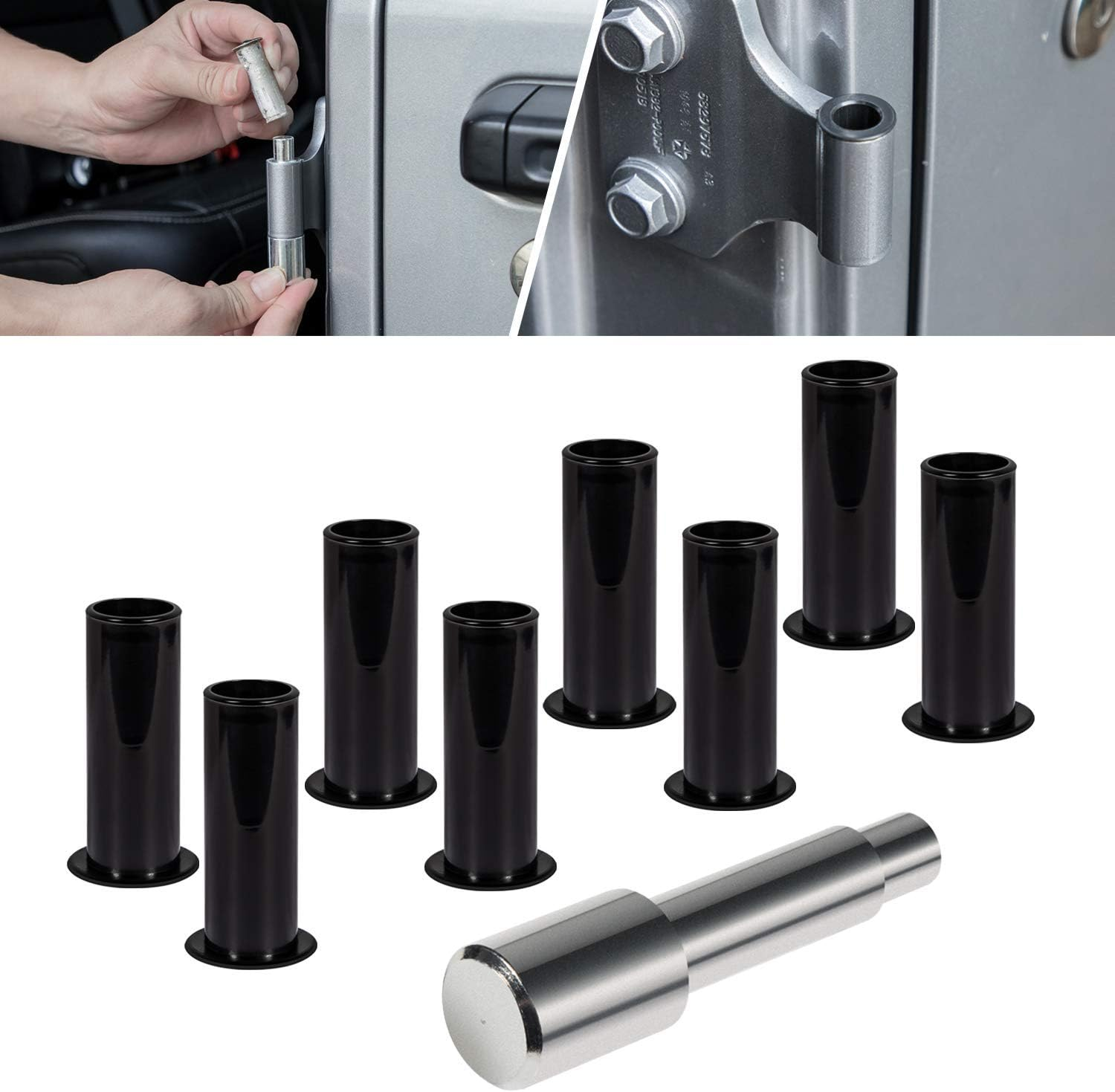 Door Bushing Removal Tool Hinge Liners for Jeep Wrangler JK JKU JL JLU Sports Sahara Freedom Rubicon Unlimited & Gladiator JT 2/4-Door 2007-2020 2021 (9 Pcs) image number 3