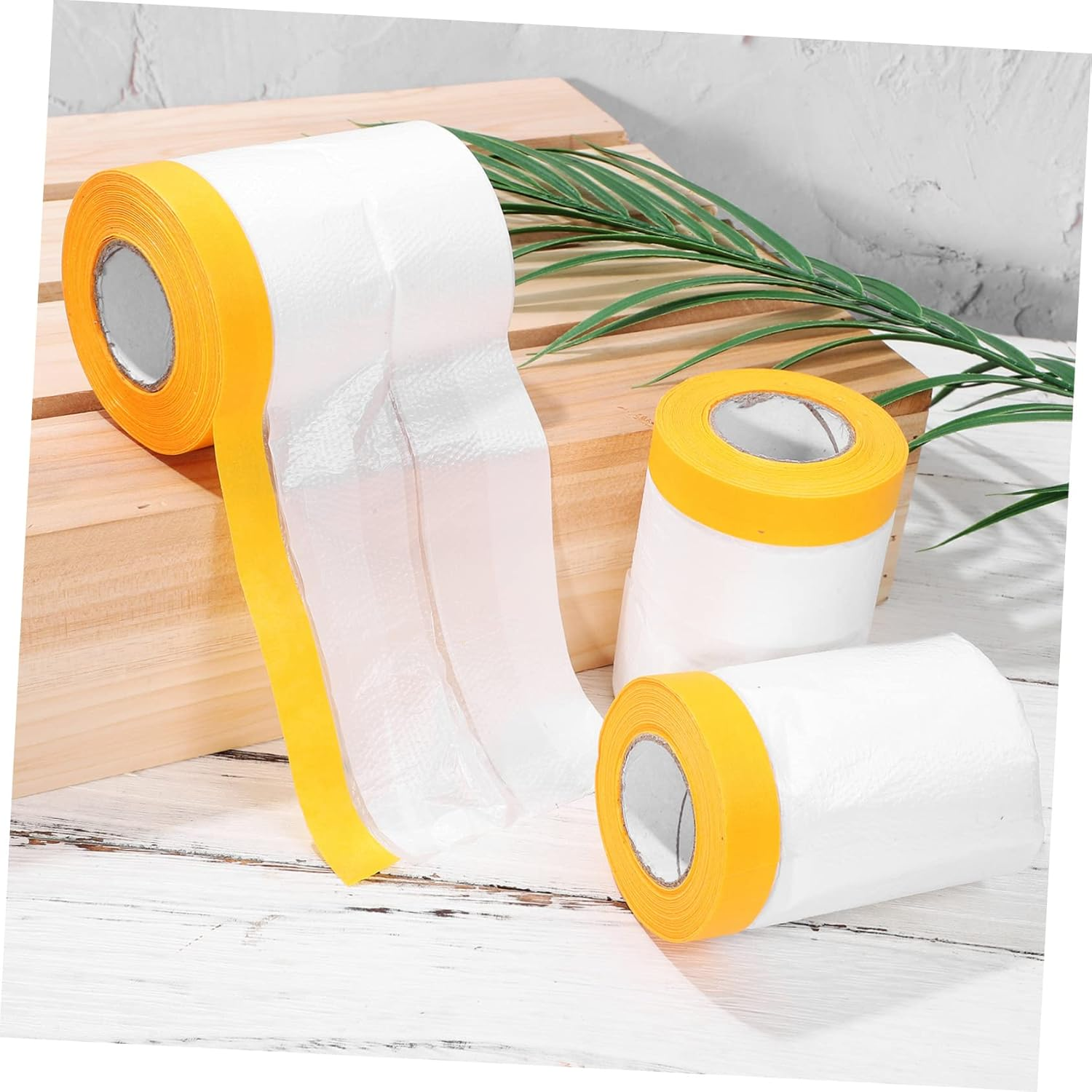 6 Rolls Self-Adhesive Masking Tape Film Covering Films for Painting Protection Dust Protection 30Cm&times;30M 55Cm&times;25M 55Cm&times;30M Multipack for Automotive and Furniture image number 3