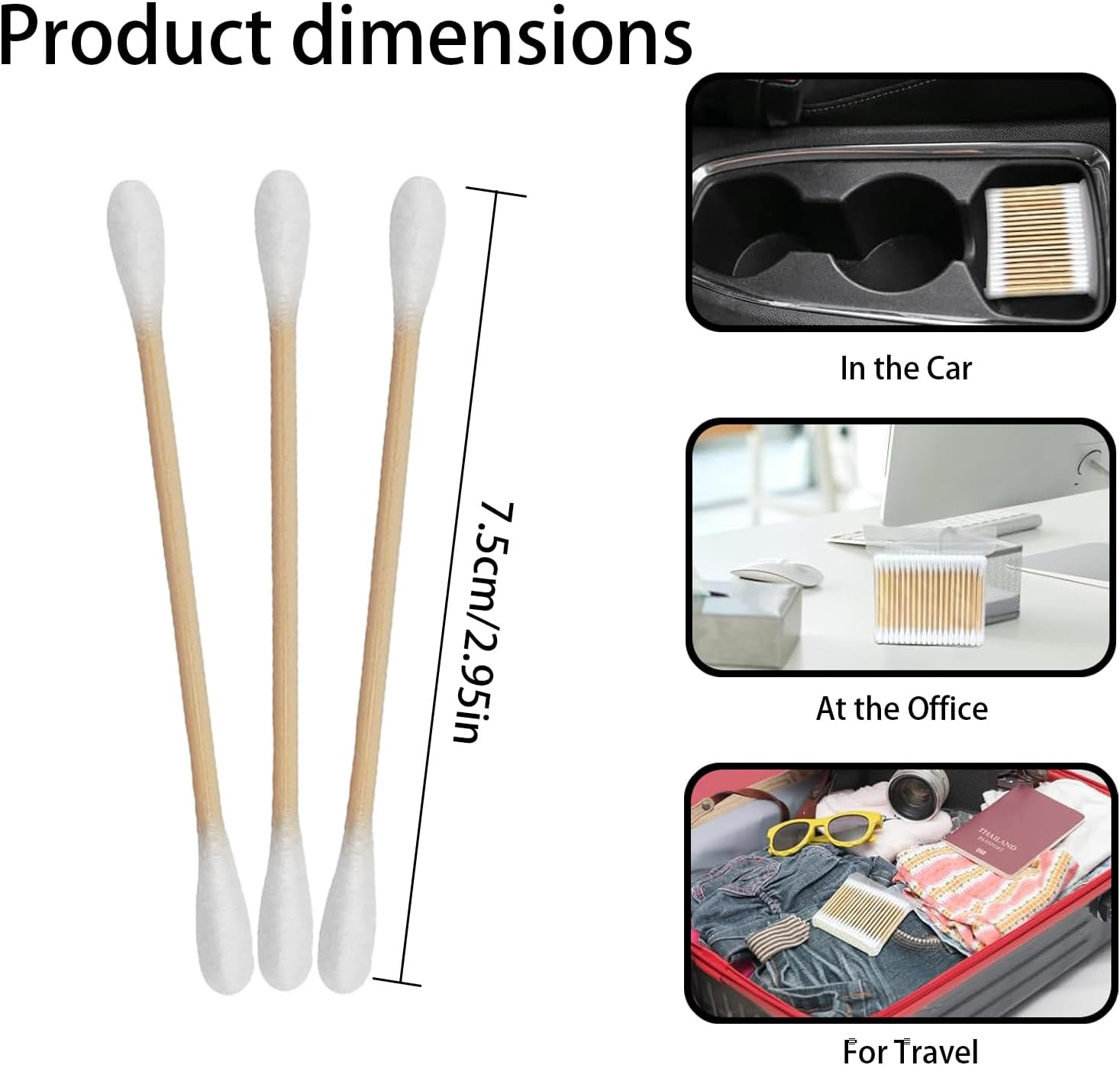 1000 Double Headed Cotton Swabs, Wooden Sticks with Double Headed Circular Cotton Swabs, Wooden Sticks for Makeup and Cleaning image number 6