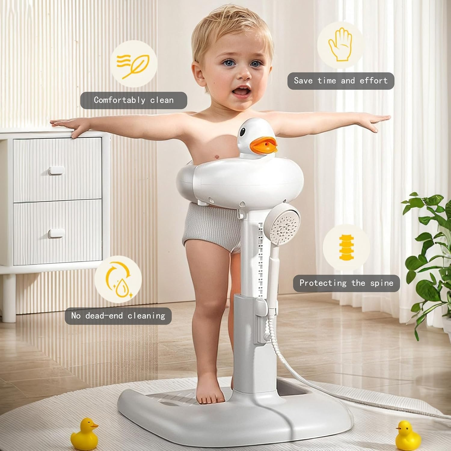 Baby Shower Stand and Baby Shower Standing Support Adjustable Standing Bath Stand with Non-Slip Base and Anti-Pinch Design for 6-36 Month Olds image number 5
