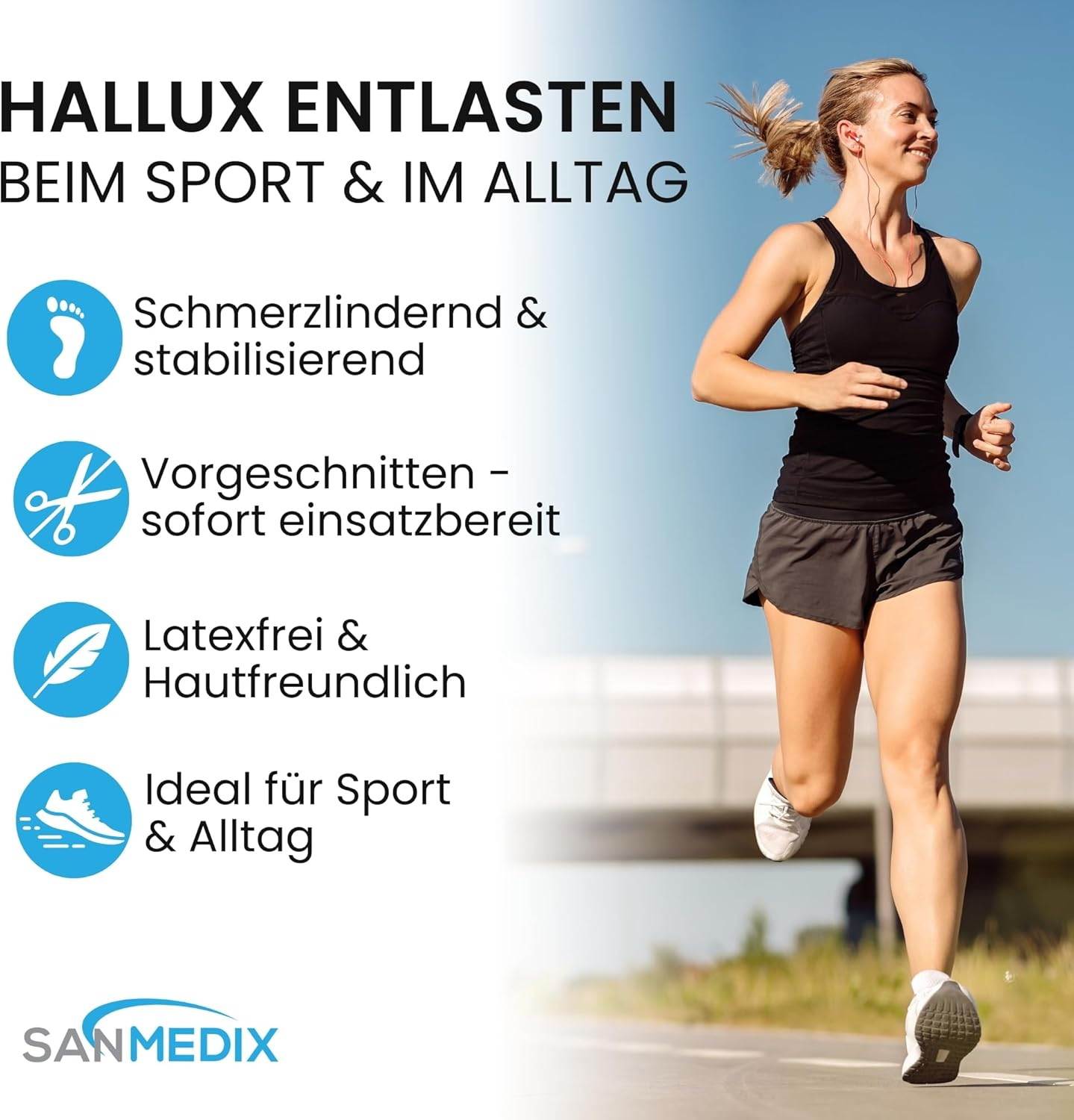 Hallux Valgus Kinesiology Tape - 20 Pre-Cut Sports & Physio Tapes for Toe and Foot - Precut Kinesiology Tape for Bunions, Skin Friendly and Latex-Free (Black + Blue, Pack of 20) image number 1