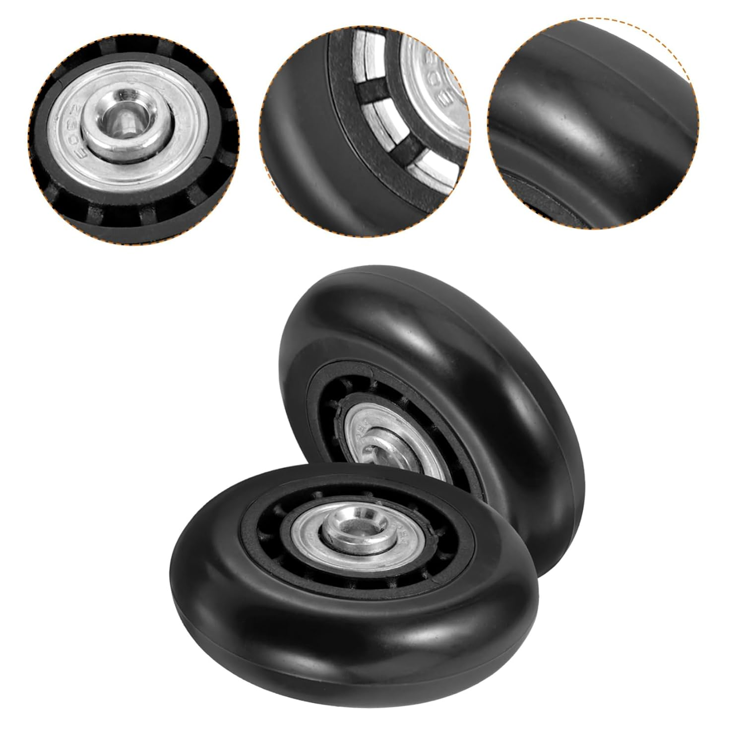 FELTECHELECTR 2Pcs Universal Luggage Replacement Wheels 60X23Mm Metal Bearing Swivel Casters for Suitcase Trolley Travel Suitcase Repair Accessories image number 4