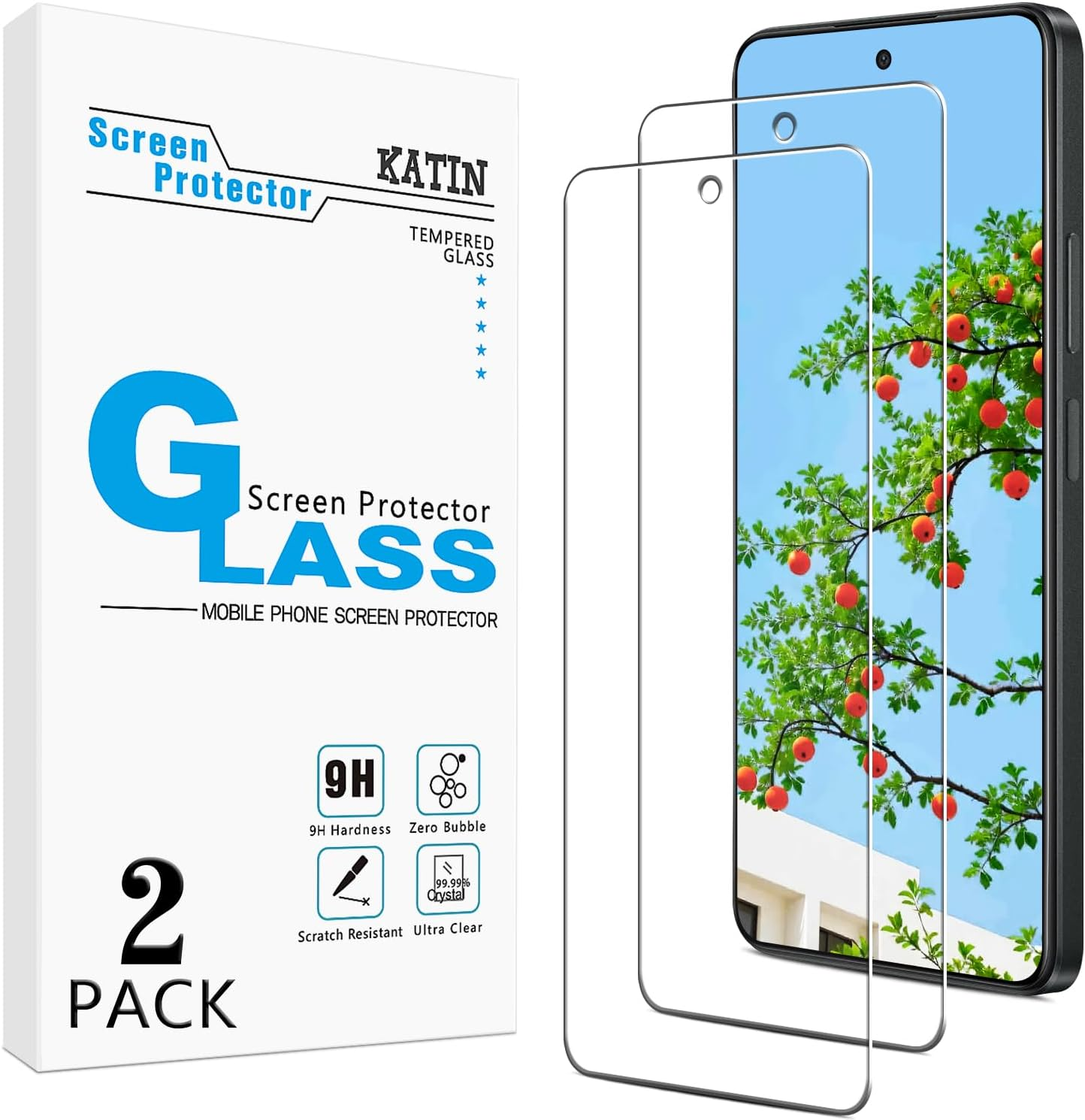 (2 Pack) KATIN Screen Protector for OPPO A60/A60 5G Tempered Glass, anti Scratch, Bubble Free, 9H Hardness, Case Friendly image number 3