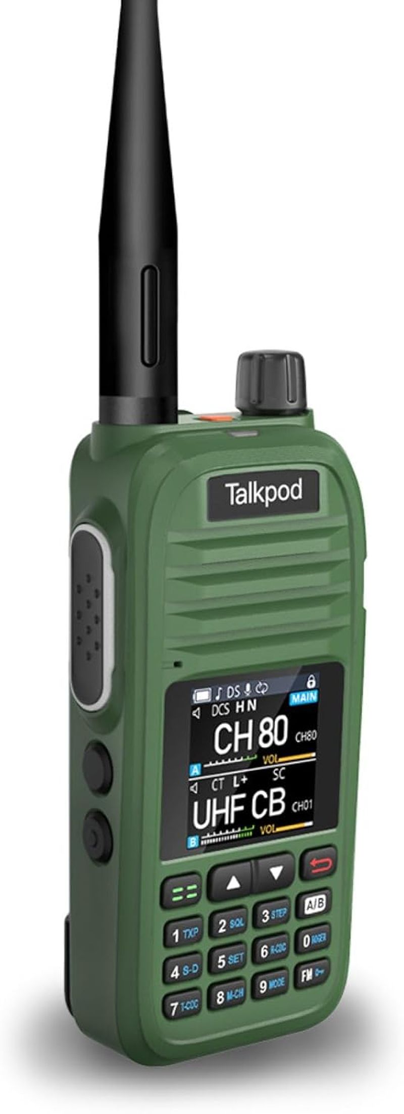 Talkpod A36SE 5Watt Handheld UHF CB Radio, 80 Channels, 1500Mah Battery, IP54, CTCSS/DCS, Dual Watch, 1 Pack (Green) image number 3