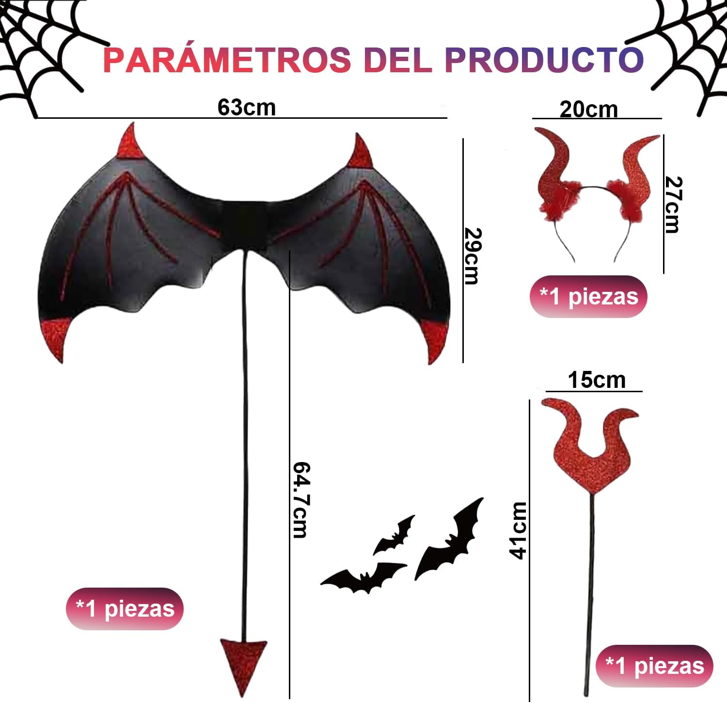 GIOD Halloween Devil Wings Costumes, Devil Wings and Headband, Role Playing the Dark Angel with a Corner Belt and the Devil Fork, Suitable for Halloween, Party, Stage Performance image number 3