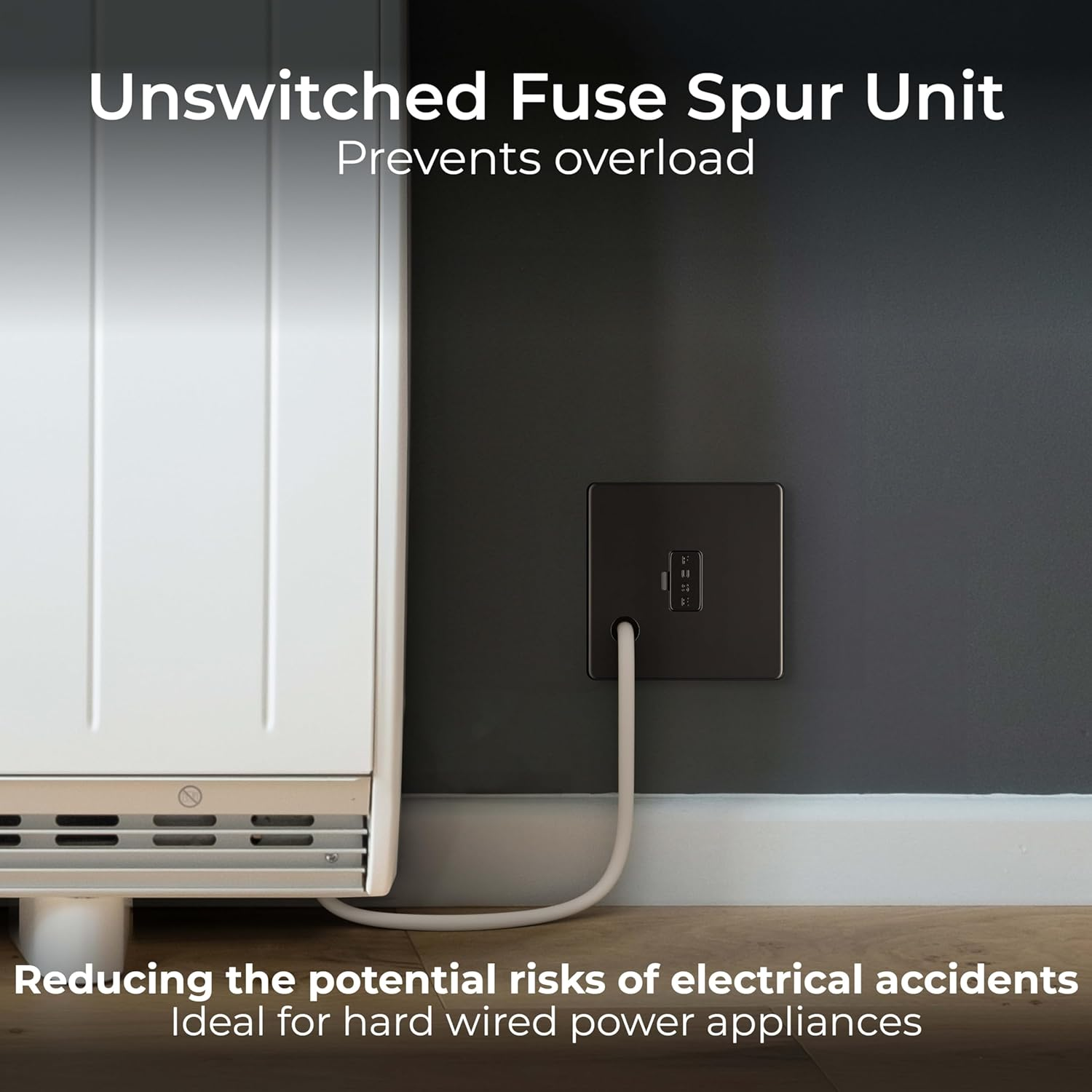 BG Electrical Screwless Flat Plate Fused Connection Unit with Cable Outlet, Black Nickel, 13 Amp image number 3