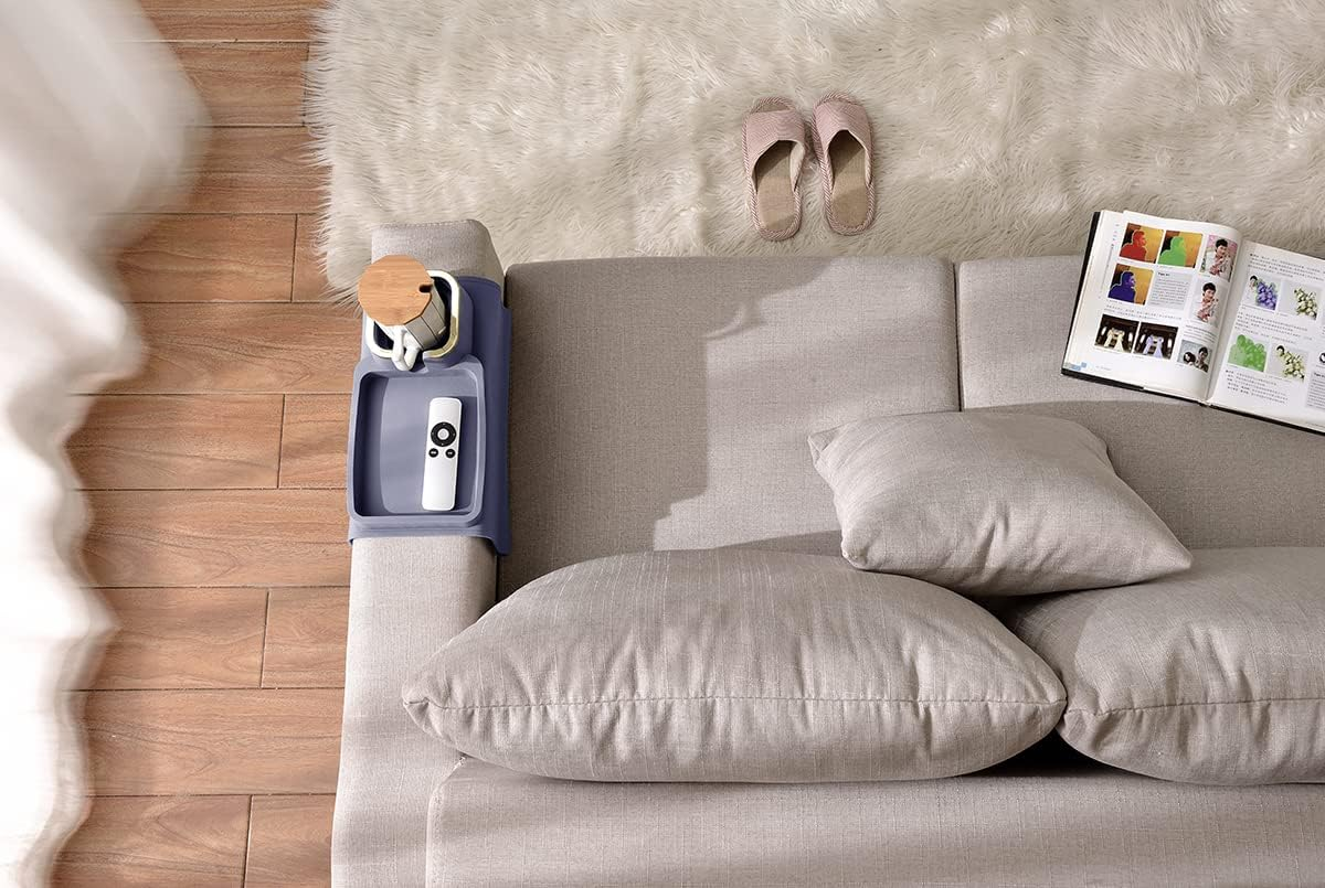 Couch Cup Holder Tray, Elimiko Silicone Anti-Spill and Anti-Slip Couch Drink Holder, Strong and Weighted Phone/Remote/Snacks Sofa Cup Holder, Gifts for Mom, Dad, Husband, Grandma (Purplish Blue) image number 5