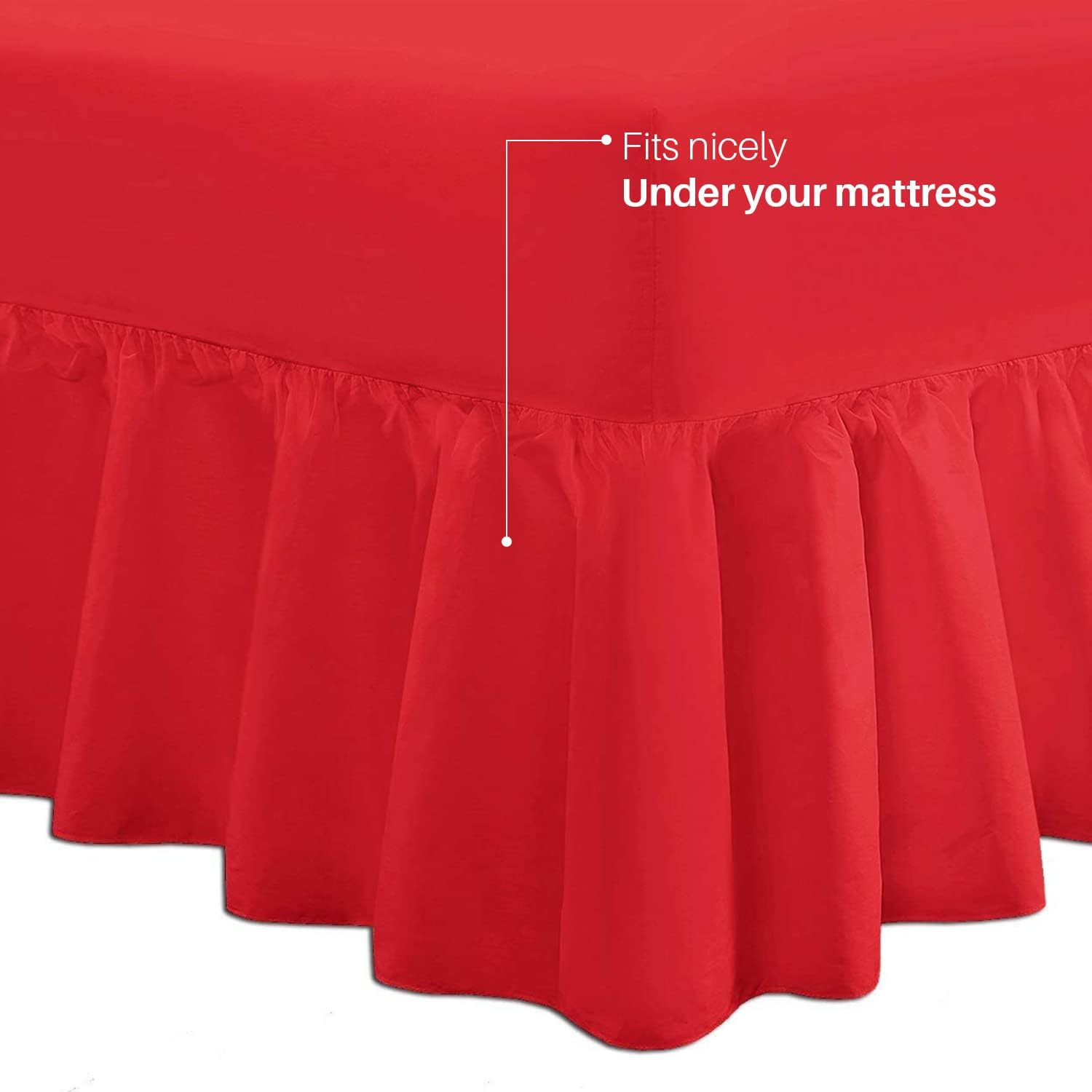 Divine Textiles Luxury Extra Deep Frilled Valance Fitted Sheets, King - Red image number 7