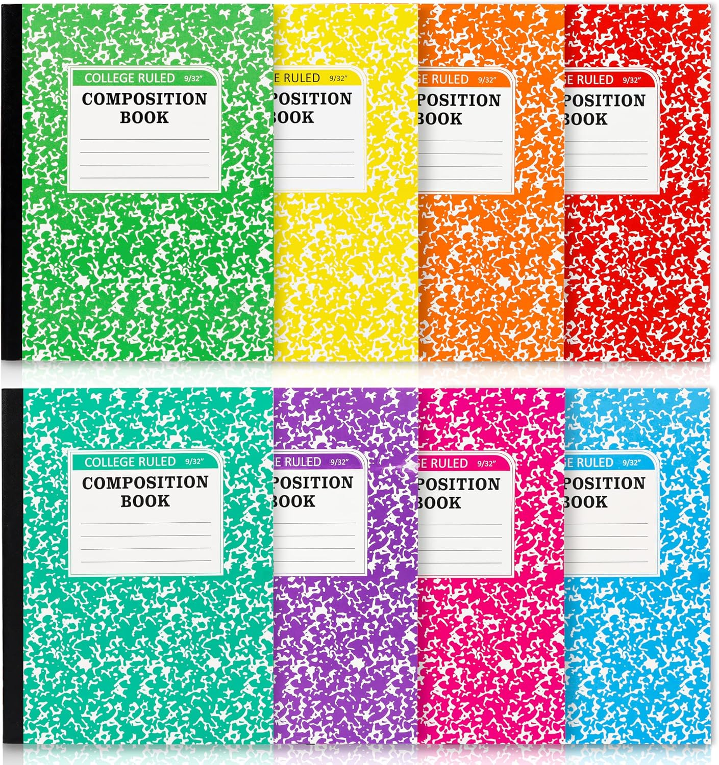 Feela Composition Notebook, 8 Pack 8 Pastel Colours Wide Ruled Composition Books Bulk, Marble Cover Notepad Lined Cute Journal Notebooks for School Supplies Notes Taking Writing, 9.75 X 7.5 In