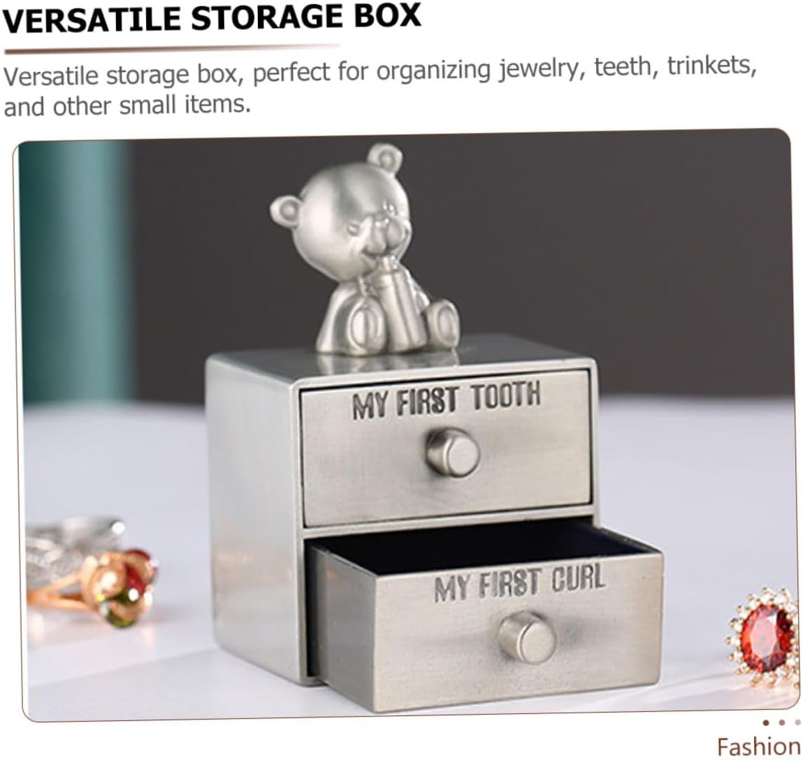 UPKOCH 2Pcs Adorable Tooth Holder Keepsake Box Decorative Trinket Storage for Teeth and Curls Design for Newborns and Showers