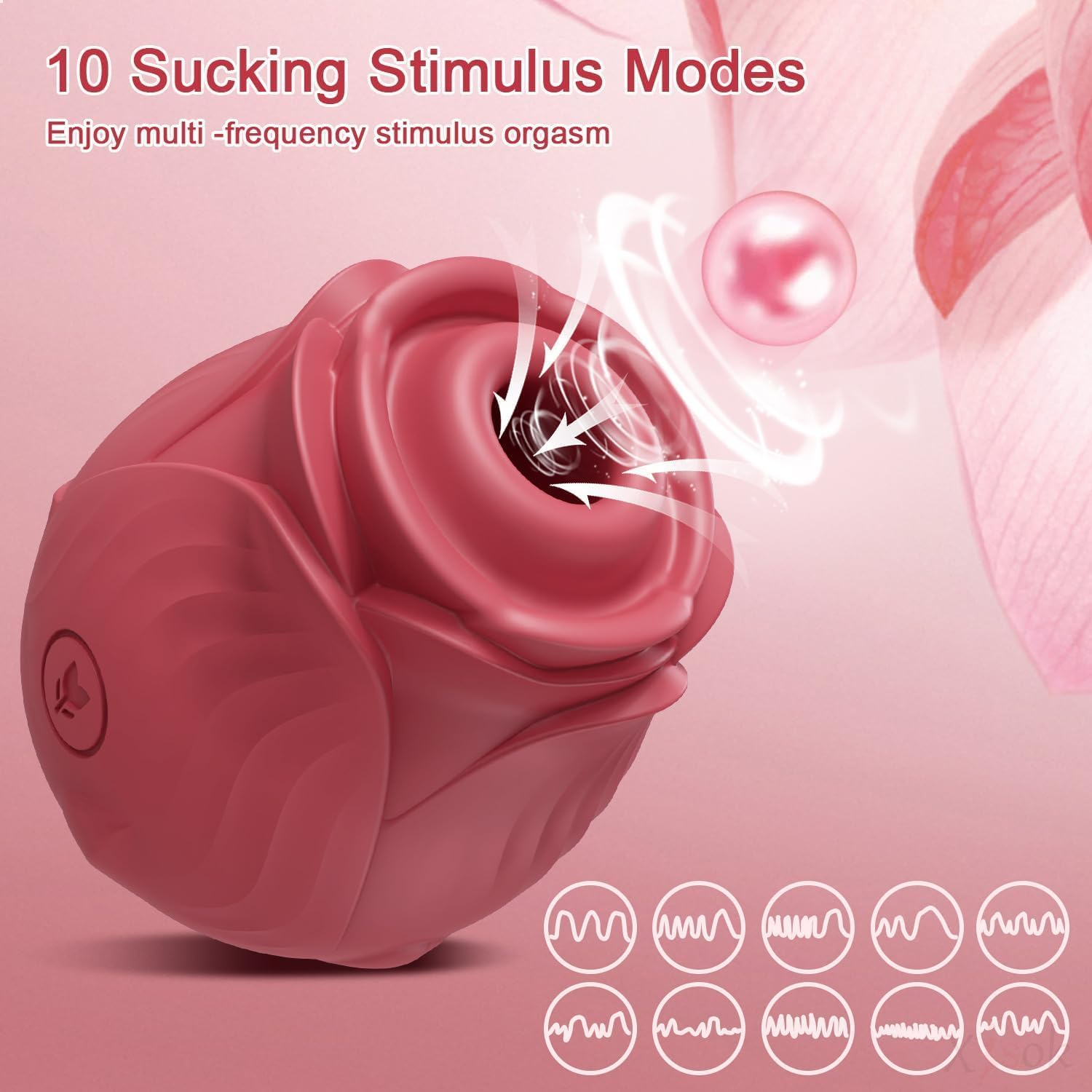 CTFIVING Sex Toys Rose Dildo Vibrator - Upgraded Adult Toys with 10 Sucking & Vibrating Modes for Women Clitoral Nipple, Rose Sucker Sex Toy Clitoral G Spot Vibrators for Woman Couples Adult Sex Games image number 3