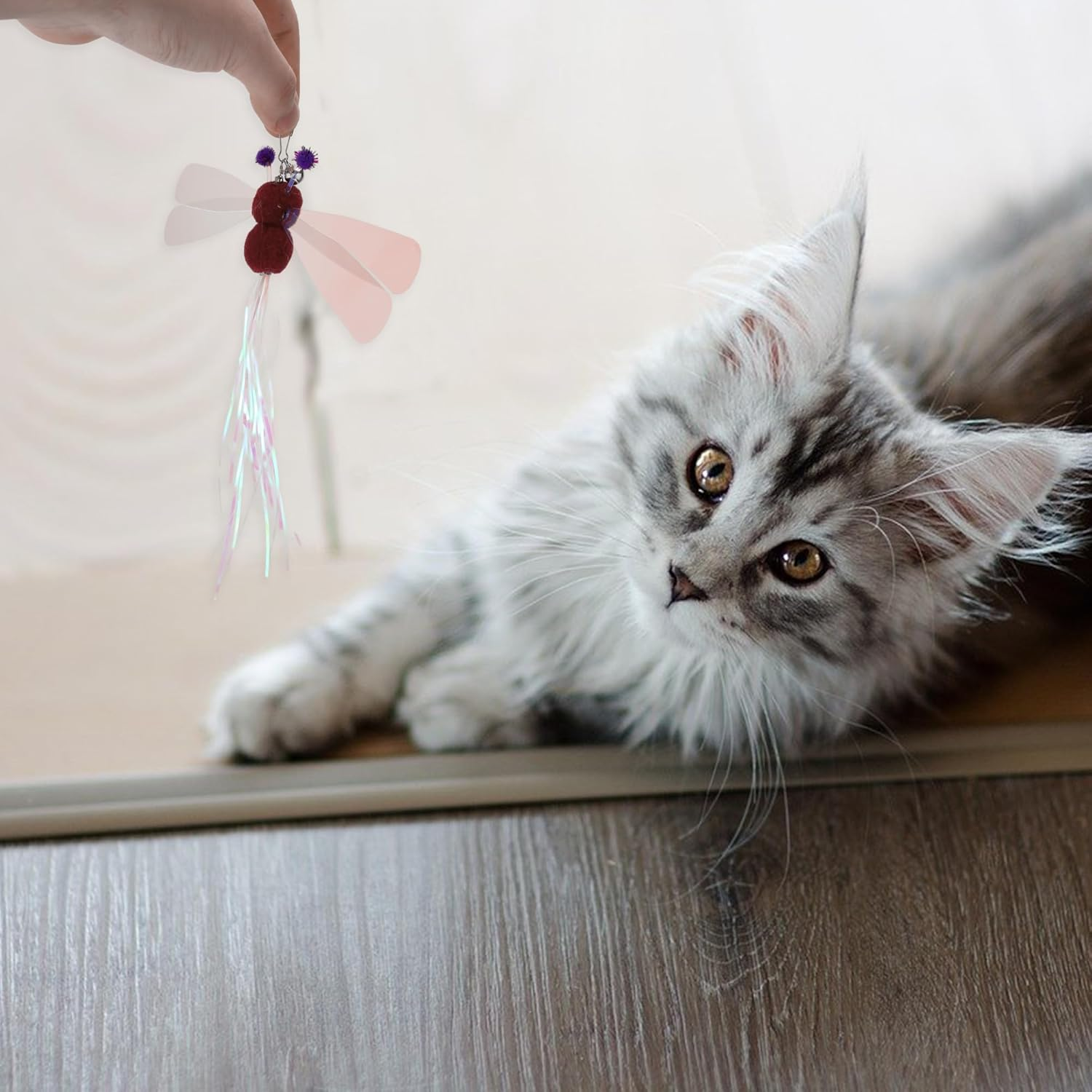 CAPASTEC Pack of 2 Cat Wand Replacement for Pet Interactive, Red, Dragonfly image number 6