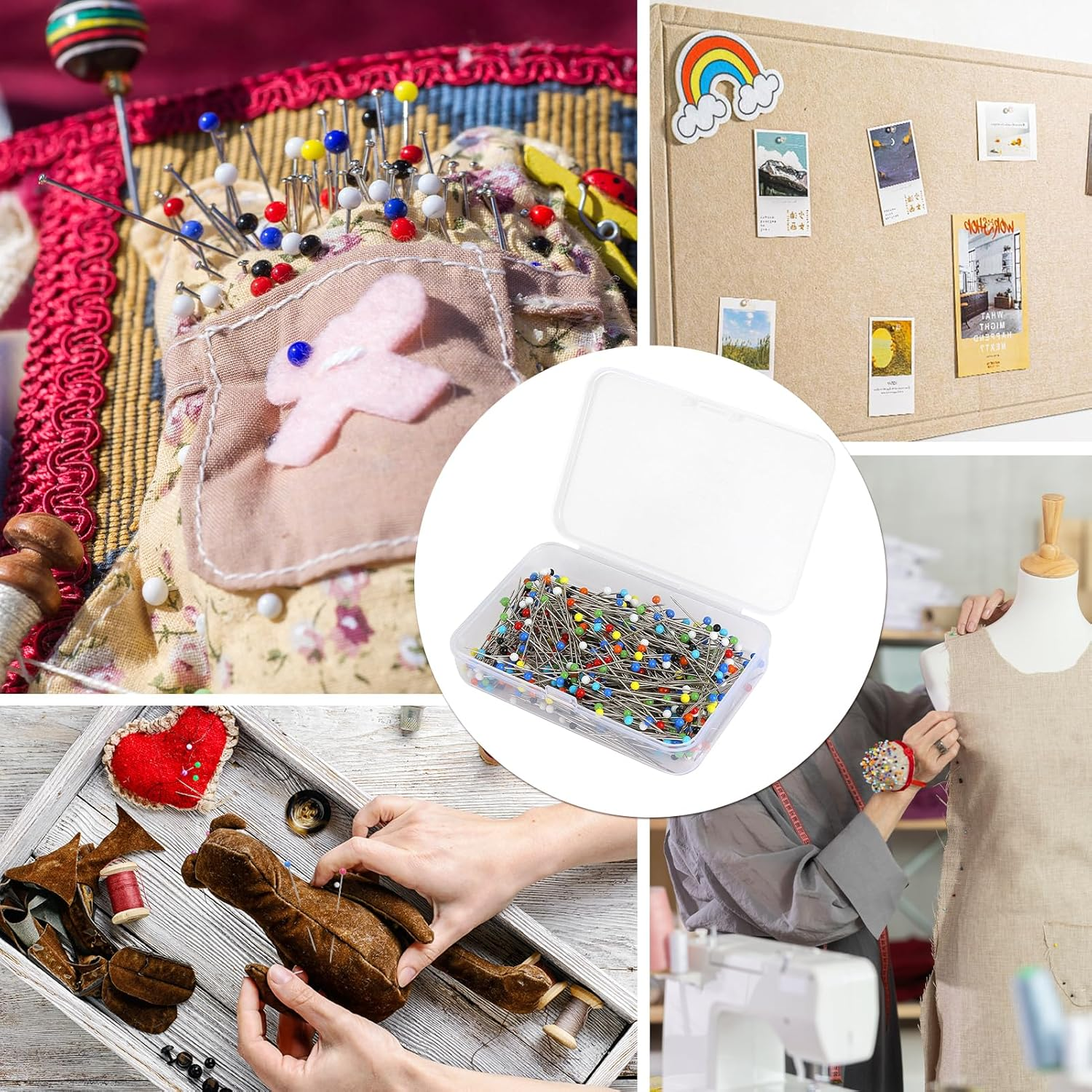 Ozessence 500 Pcs Sewing Pins for Fabric, 3.8Cm Stainless Steel Multicolor Sewing Pins for Quilting Crafting Fabric & DIY Decoration for Tailor Handicraft Enthusiasts