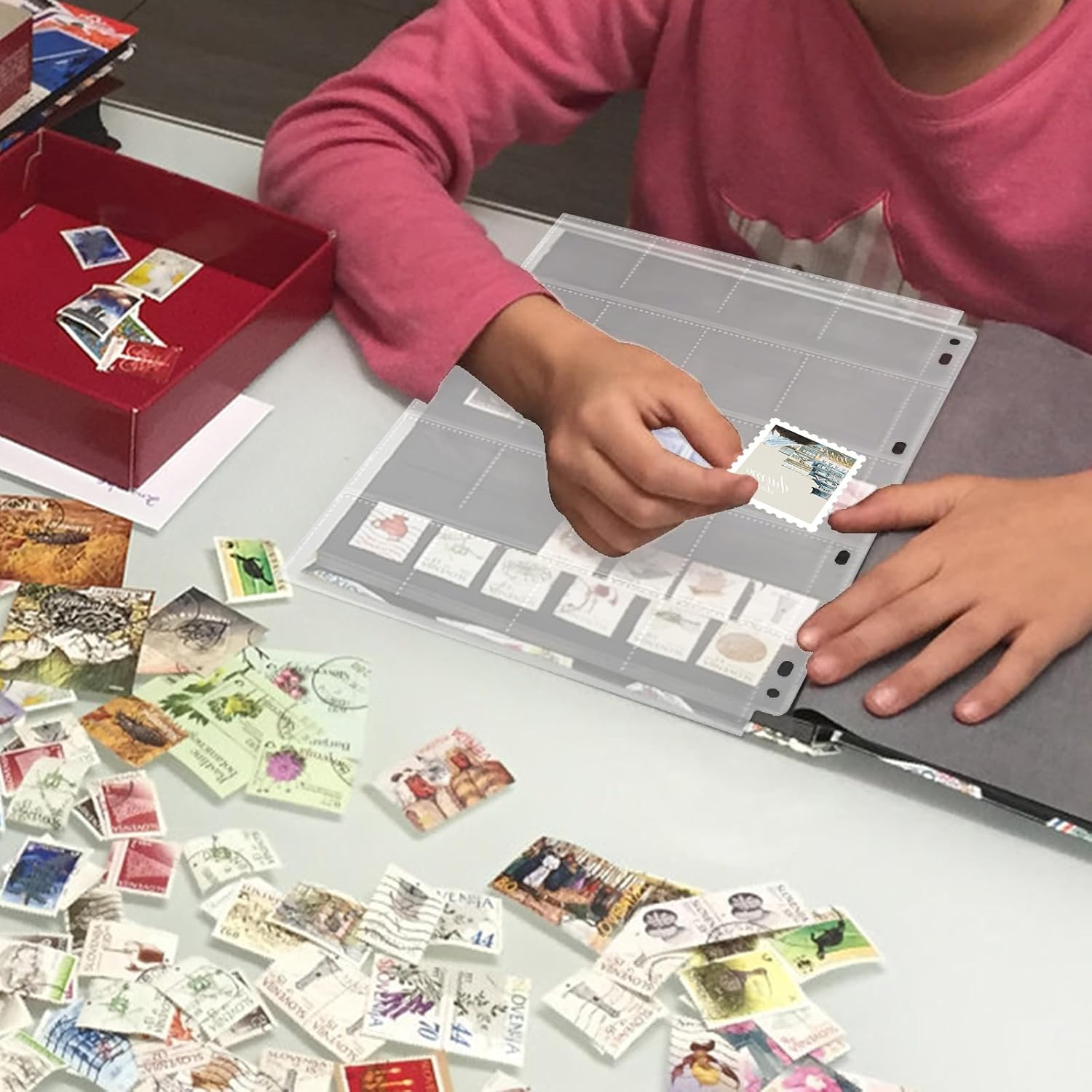 Sekonow 48 Sheets Coin Flip Sleeves for 3 Ring Binder, (2X2In, 960 Pockets), Photo Slide Page Protectors, Top Loading Clear Cardboard Coin Holder Organizer Collection Supplies image number 3