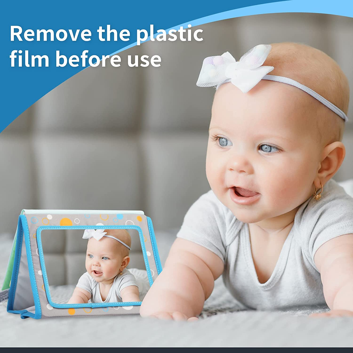 Caterbee Baby Mirror Toy, Tummy Time Soft Crinkle Activity Book Infant Toys for Gift 0-36 Months Toddler (10 Different Patterns) image number 3