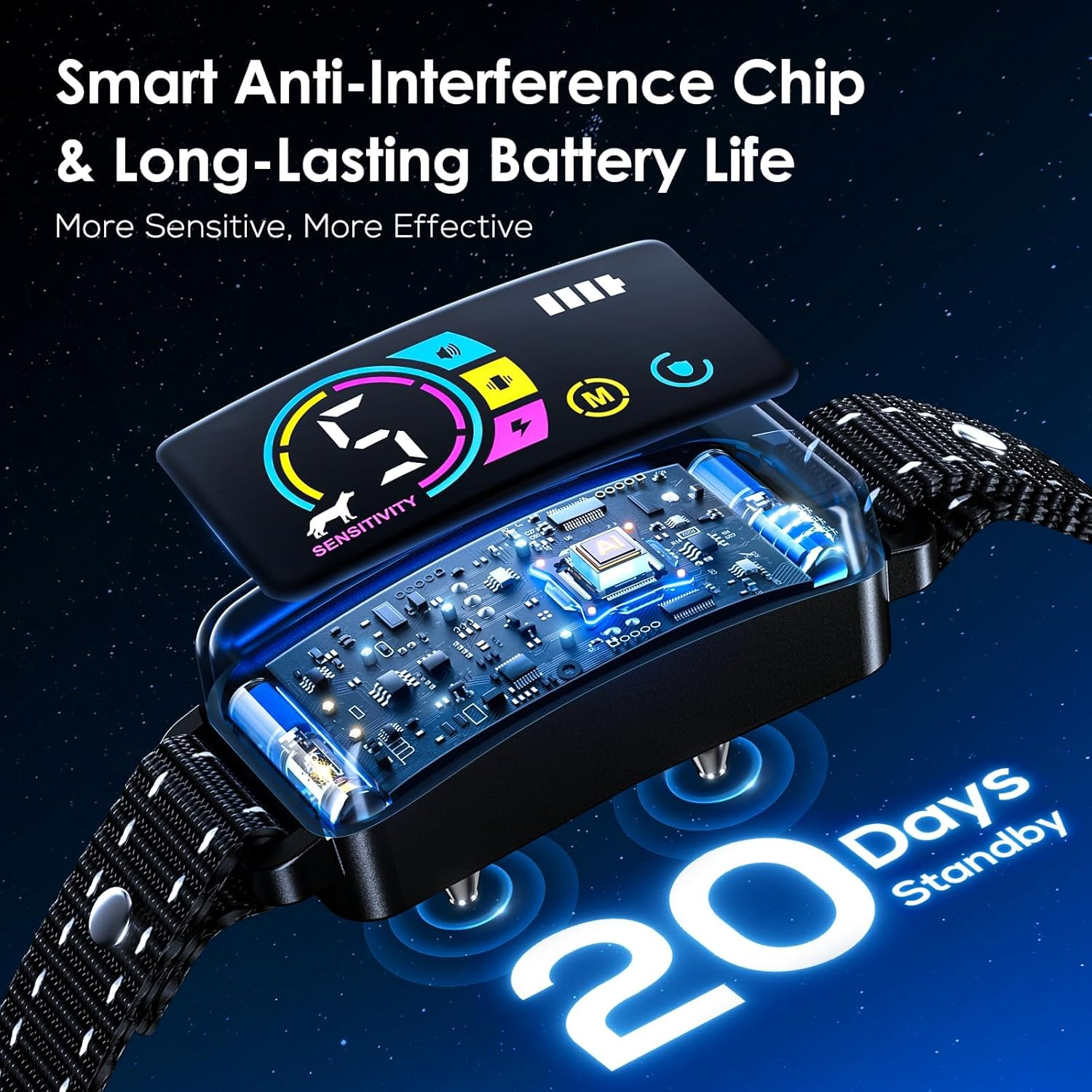 Quixnova Dog Bark Collar for Large Medium Small Dogs, Rechargeable Training Collar with Beep Vibration Shock Collar with 5 Adjustable Sensitivity, anti Barking Device for Dogs image number 6