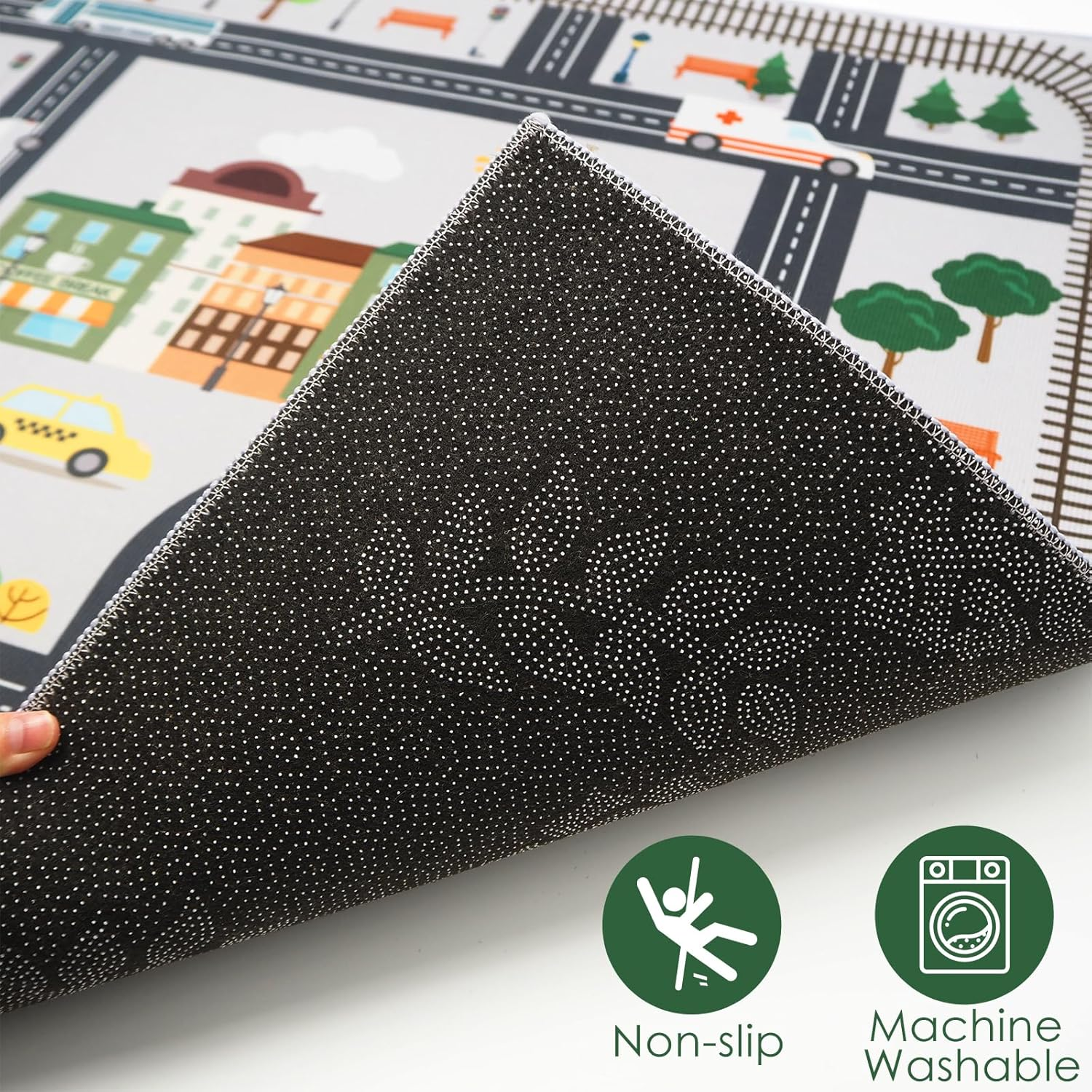 Kids Rugs Non-Slip Playmat Carpet, Educational & Play Area Rug, Alphabet, Numbers, Shapes, City Car Road Traffic System Learning Activity Centerpiece Play Mat for Playroom (Multicolor 5, 80 * 120Cm)