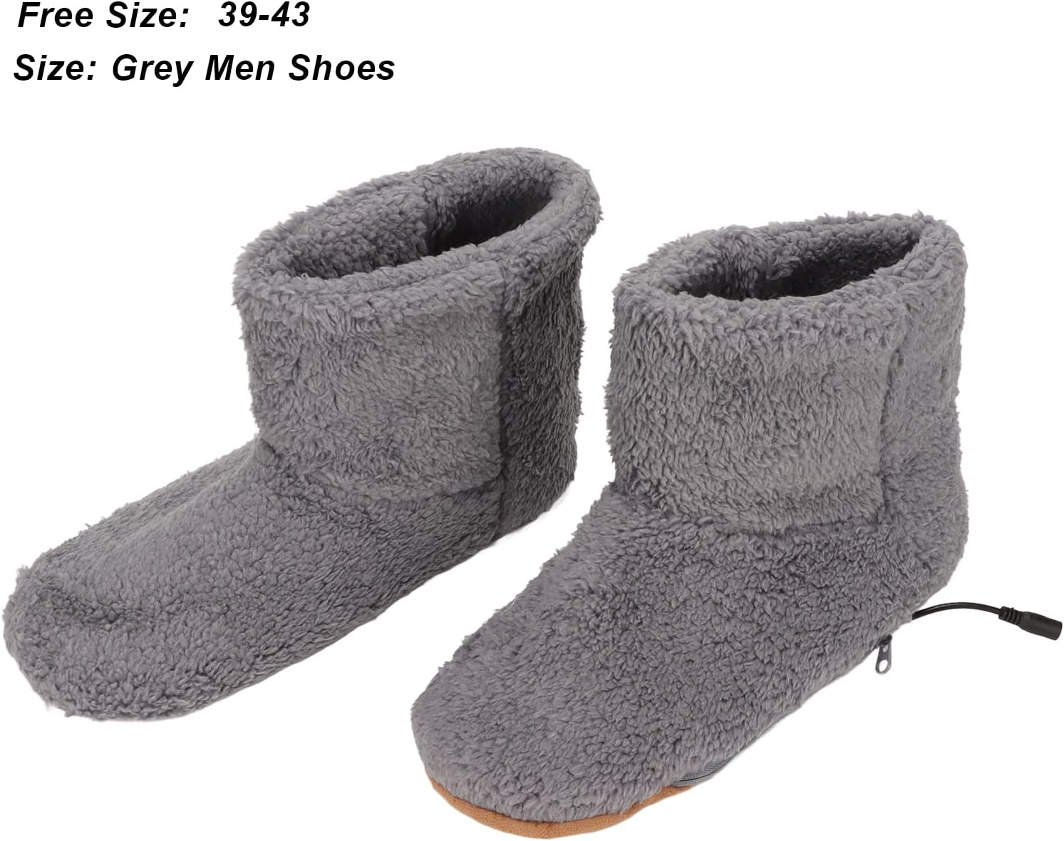 Heated Foot Warmer, Soft Relaxing Electric Plush Heated Booties, USB Charging Warming Slippers for Relieving Foot Stiffness, Sore Muscles and Joints, Achilles Tendinitis (Grey) image number 3