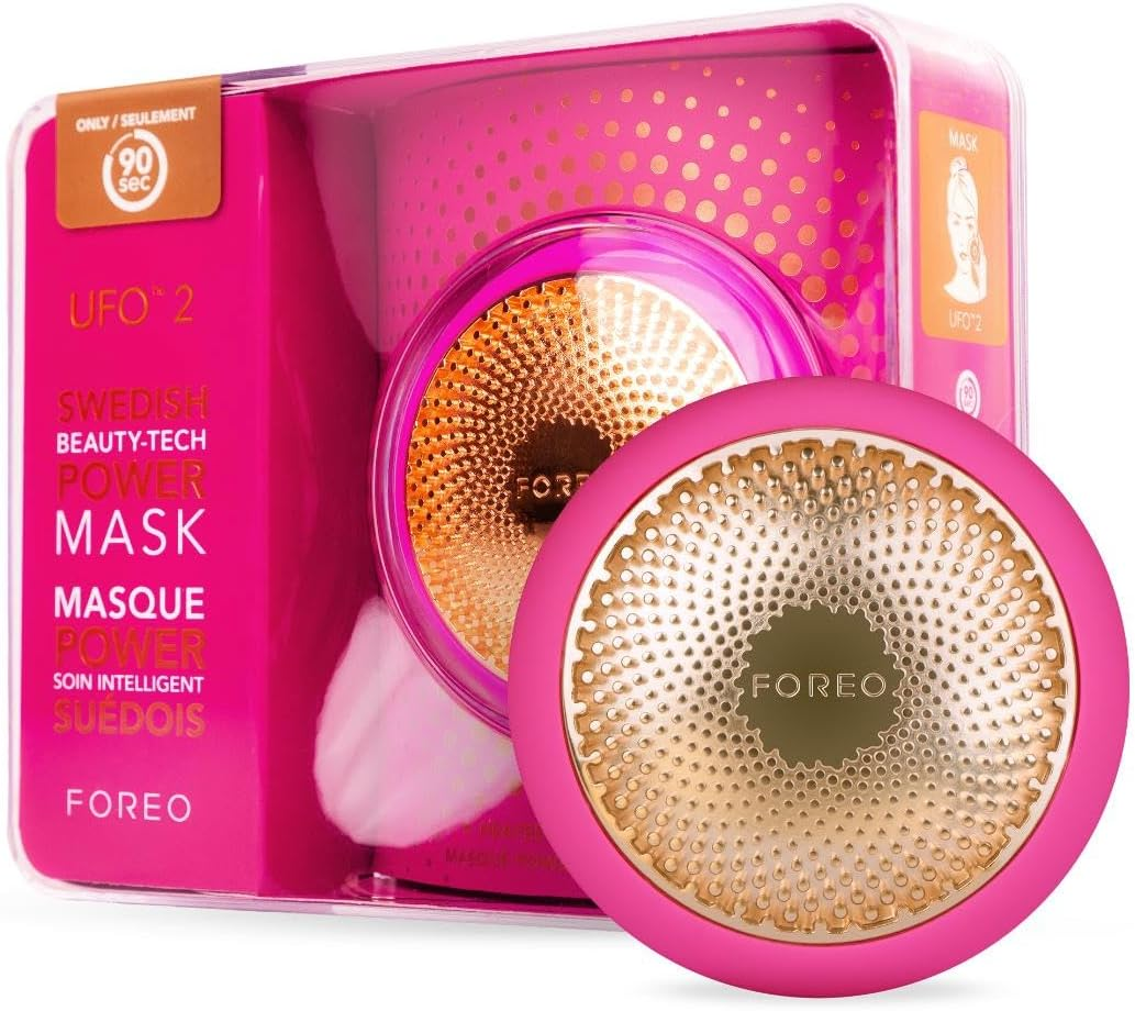 FOREO UFO 2 Supercharged Face Mask - Warming - Face Moisturizer - Dark Spot & Acne Scar Treatment for Face - anti Aging &ndash; Nourishing - Pearl Pink