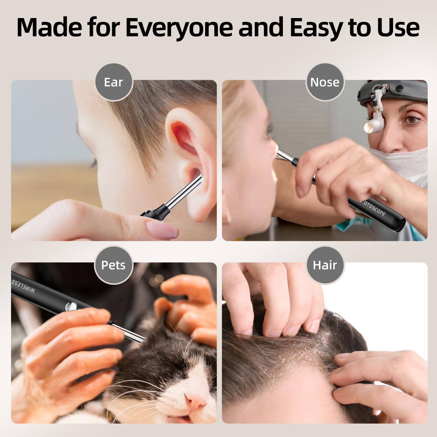 Ear Wax Removal Tool, Qimic Ear Cleaner Wax Removal, 1080P Ear Cleaner Camera with Anti-Dust Cover, Wireless Ear Camera Otoscope with Earwax Remover for Iphone, Ipad & Android Smart Phones image number 2