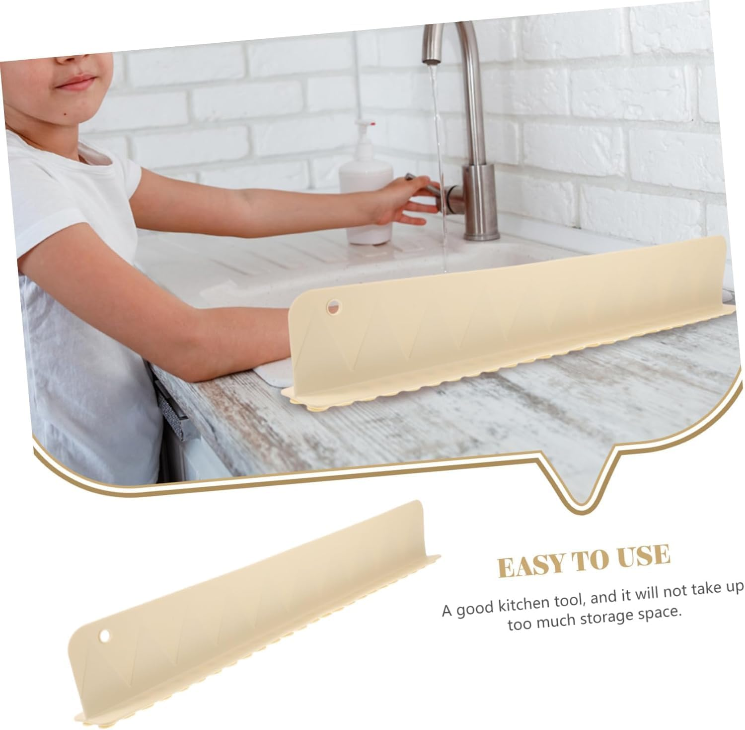 THJOPOKEEL Sink Splash Guard, Kitchen Backsplash Sink Water Barrier Splashing Baffle Bath Tub, Silicone Suction Cup Water Retaining Strip, Sink Accessory Back Tile Waterproof Cover PVC Dish Basin image number 2