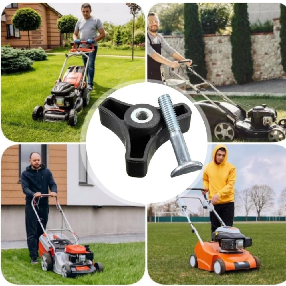 DACUAN 4Pcs Triangular Handle Fastening Screw Set, Lawn Mower Nut Triple Angle Handle Knob Nut Bolt Screw, image number 5