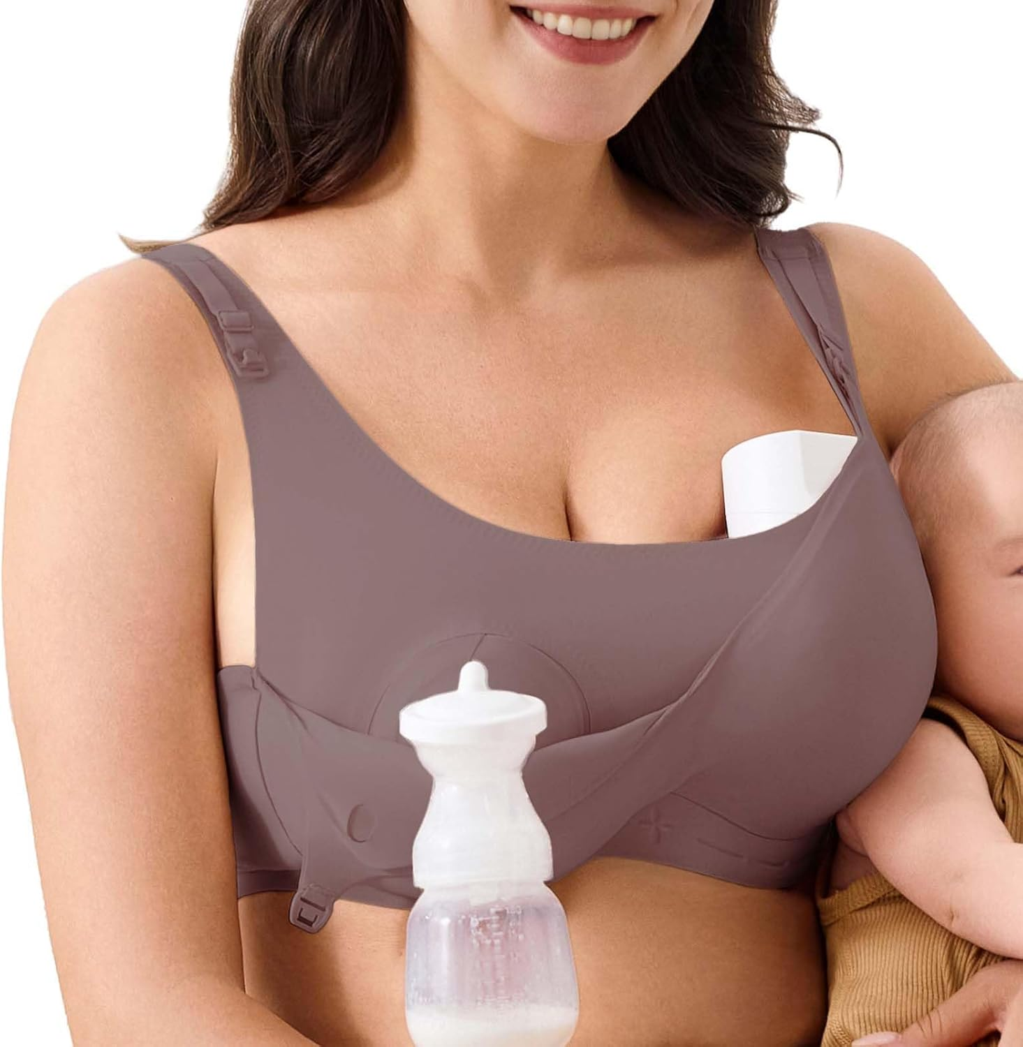 Wireless Hands-Free Pumping Bra, Adjustable with Extendable Straps and Hook Extender, Comfort Sleep Nursing Bra