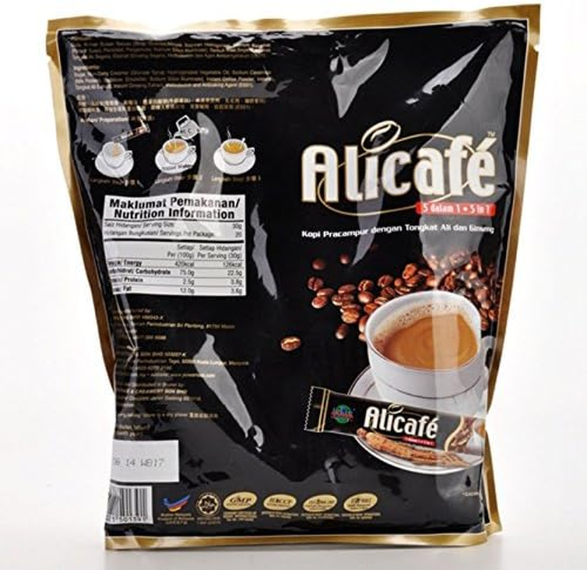 Alicafe Tongkat Ali Ginseng Instant Coffee Premix Energy Boosting Herbal Coffee Malaysian Ginseng 30G X 18 Sachets image number 1