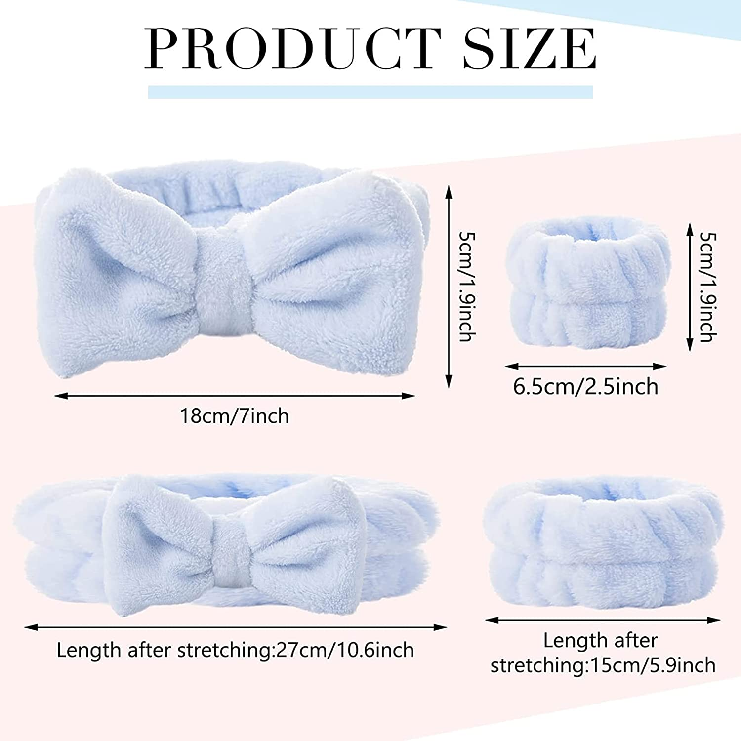 9Pieces Spa Headband Wrist Washbands - Microfiber Head Band Skincare Headbands Makeup Butterfly Headband and Wristband Set for Washing Face, Facial Wrist Towel Washbands for Women Girls image number 1